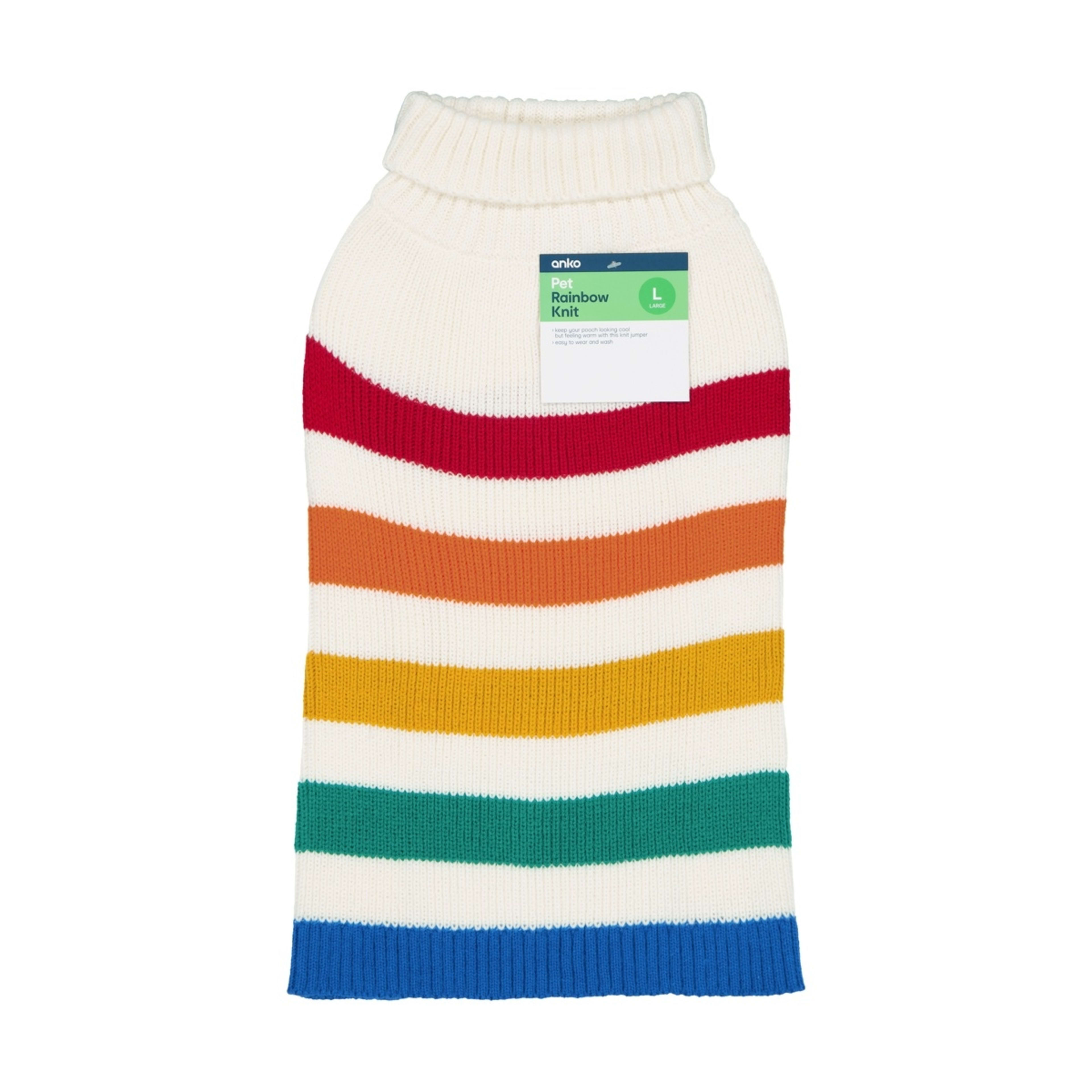 10 Pet Rainbow Knit Jumper - Large, 10 of 10