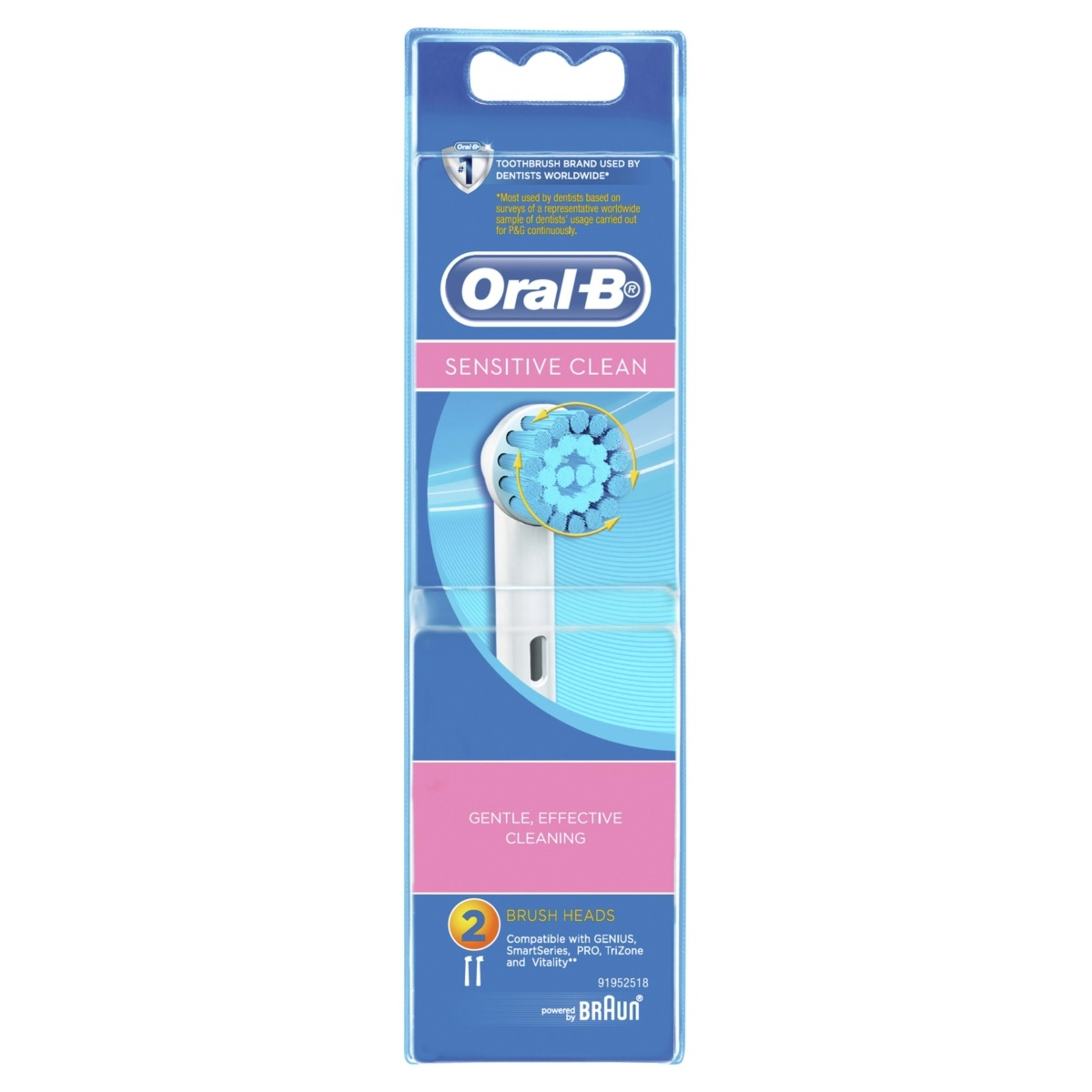 1 Oral-B 2 Pack Sensitive Clean Brush Heads, 1 of 9