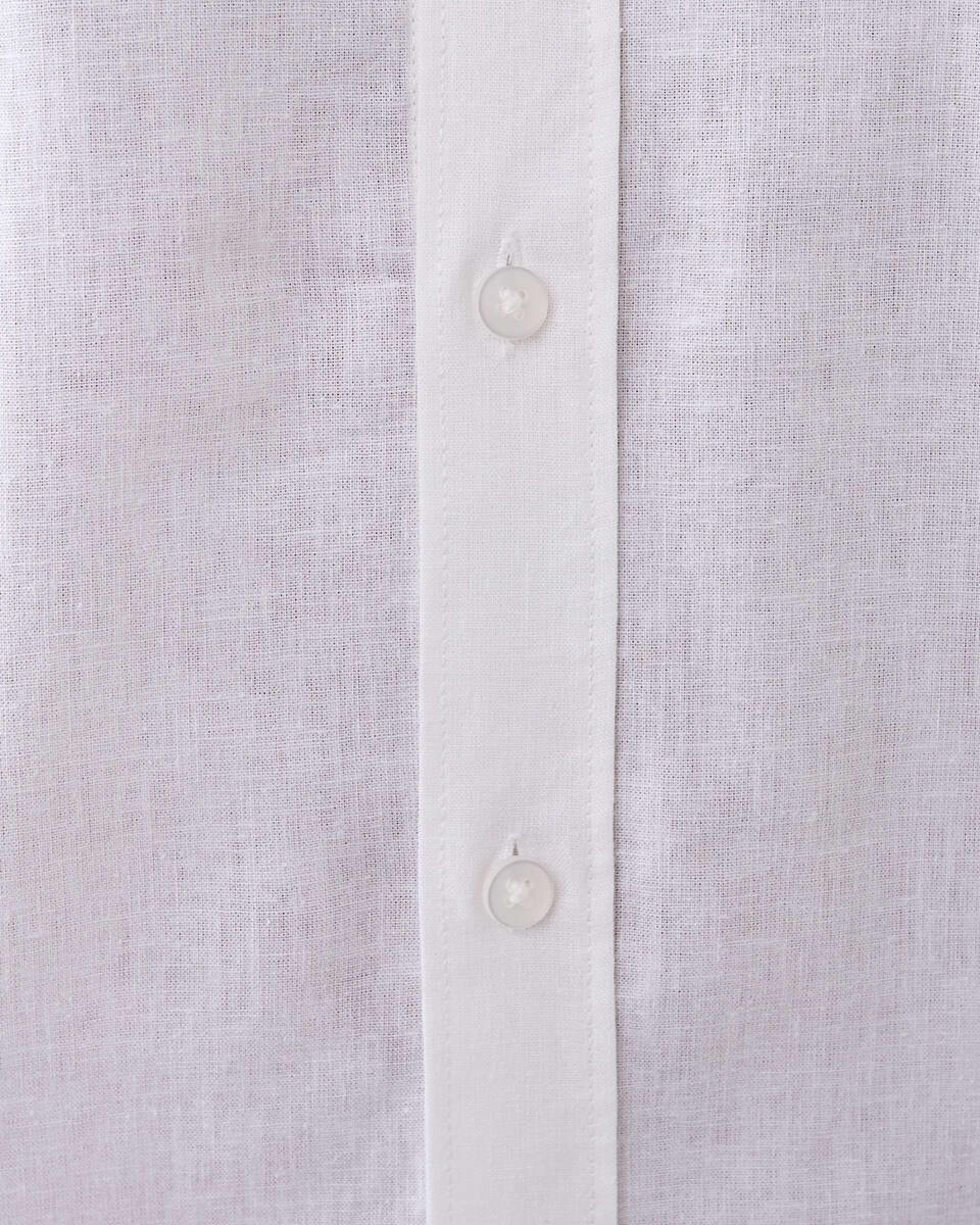 6 Long Sleeve Solid Linen Blend Shirt White, 6 of 8