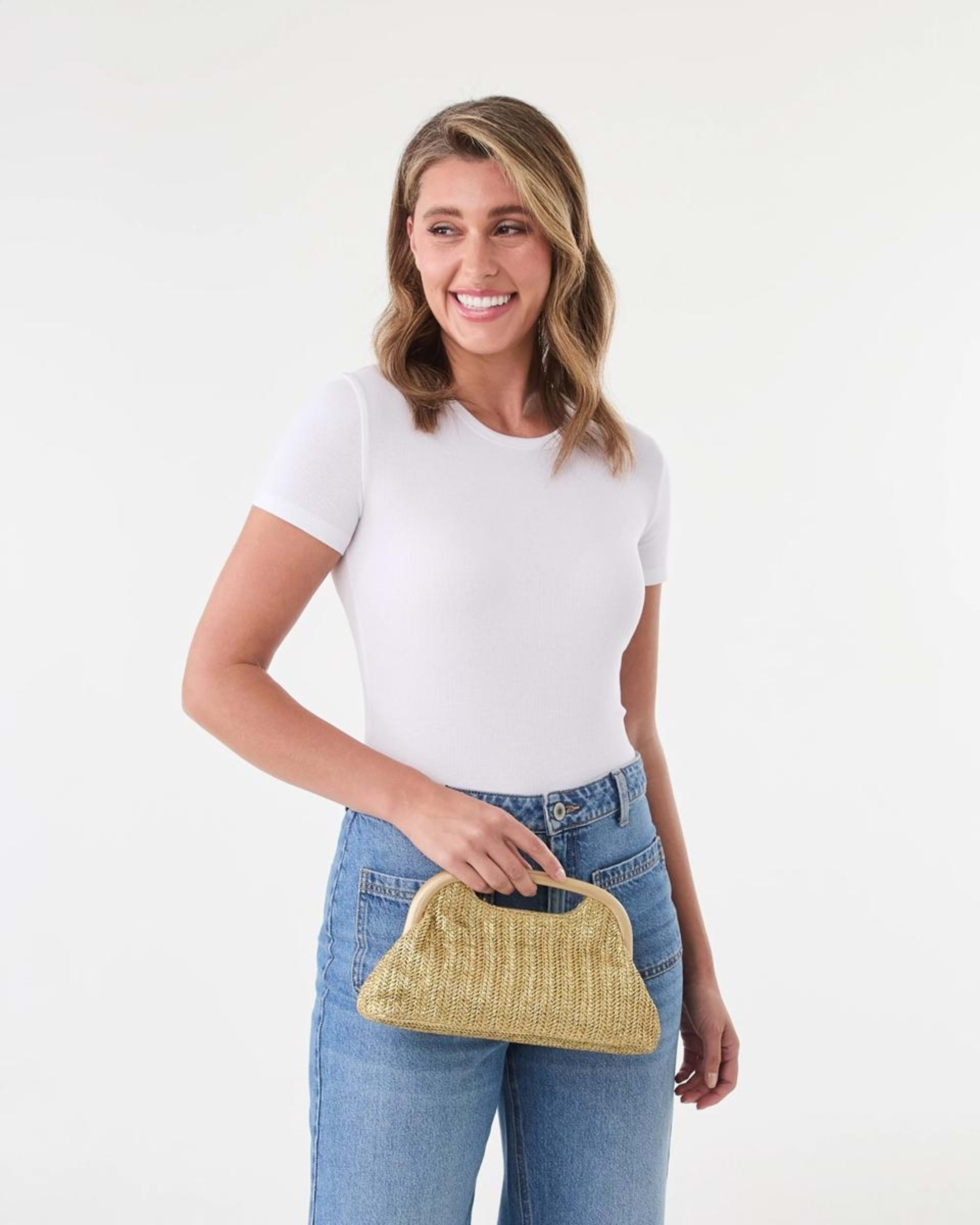 4 Metallic Straw Clutch Gold, 4 of 4