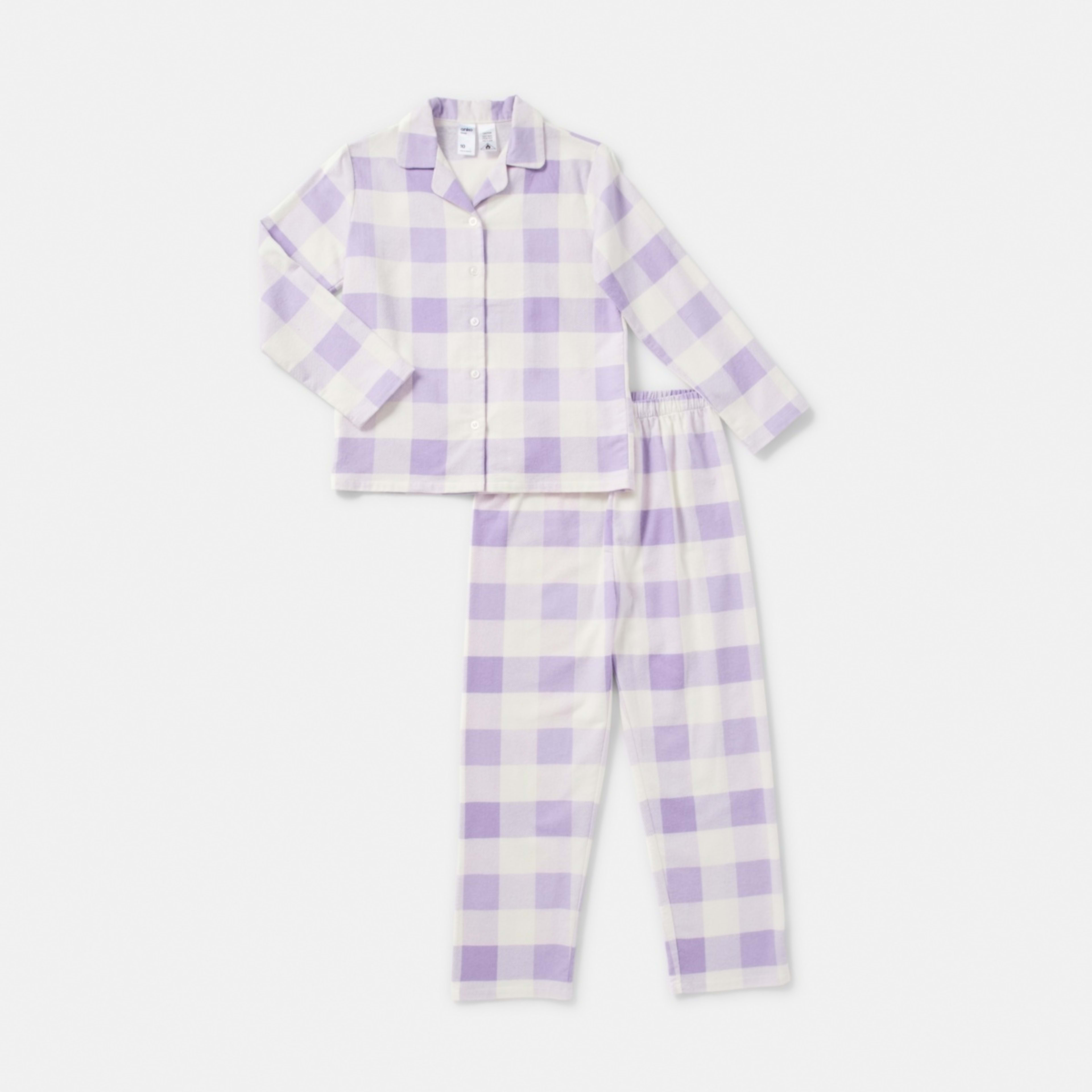 7 Flannelette Pyjama Set Purple Checks, 7 of 9