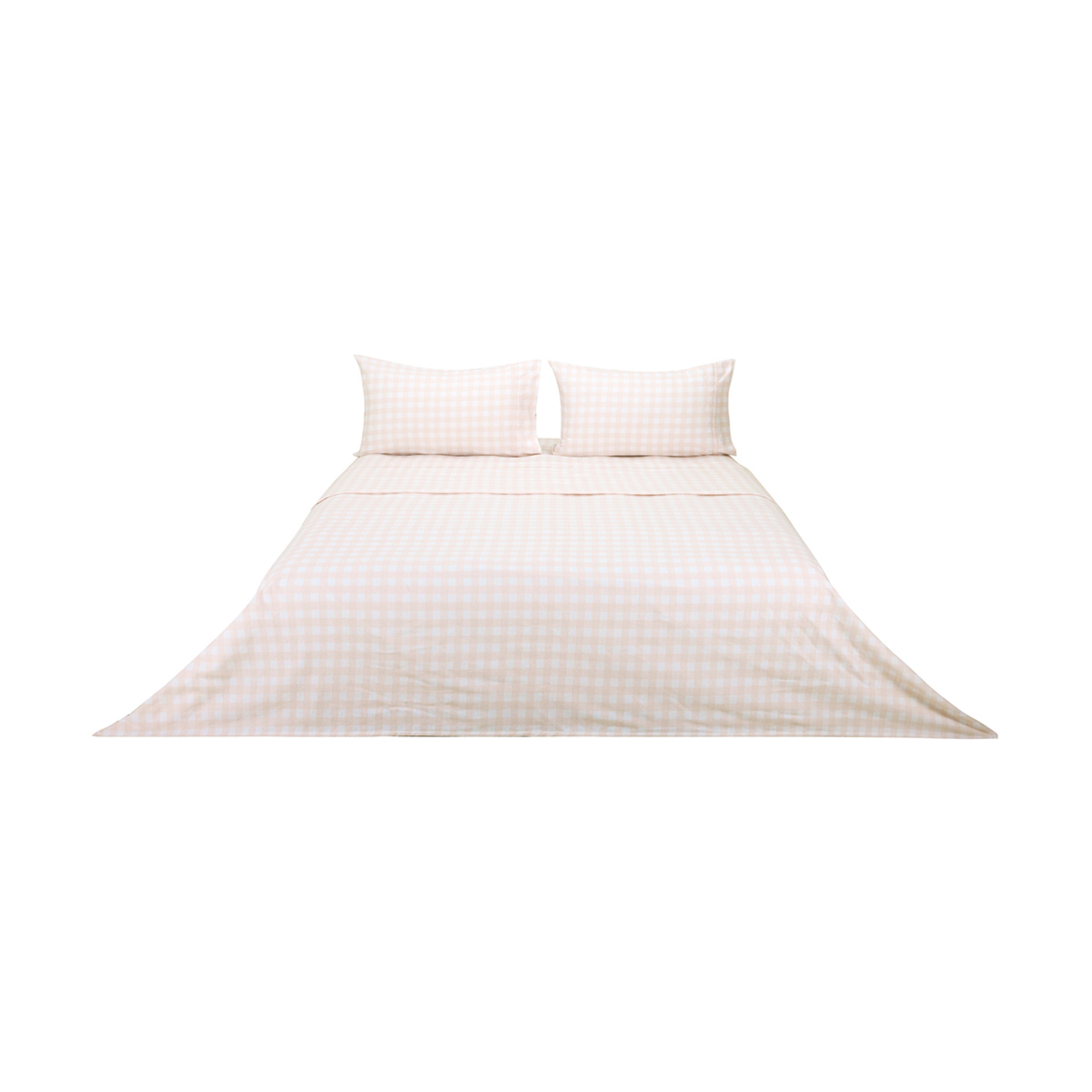 Gingham Flannelette Cotton Sheet Set Queen Bed, Pink Kmart