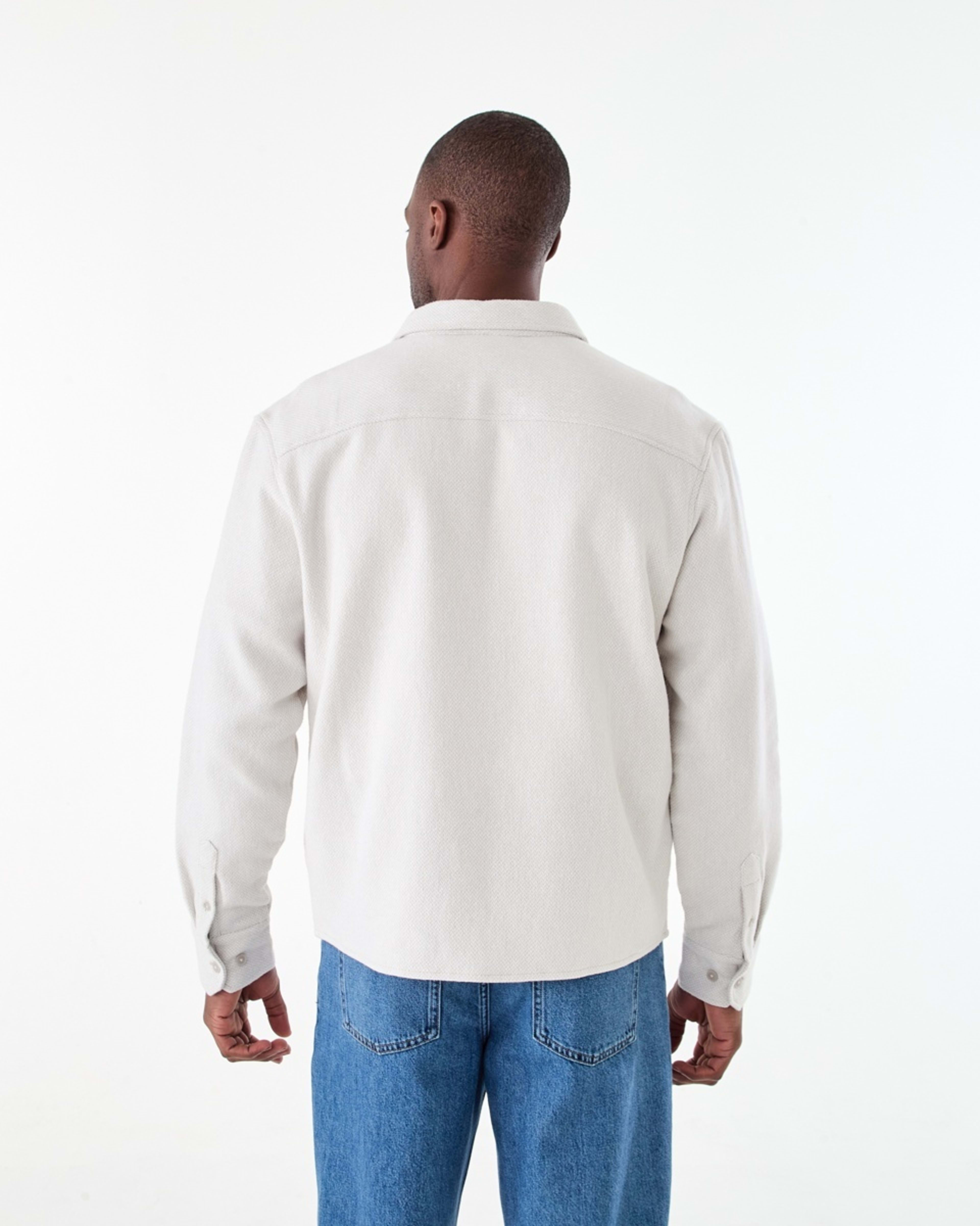 4 Long Sleeve Jacquard Overshirt STRING BEIGE, 4 of 7