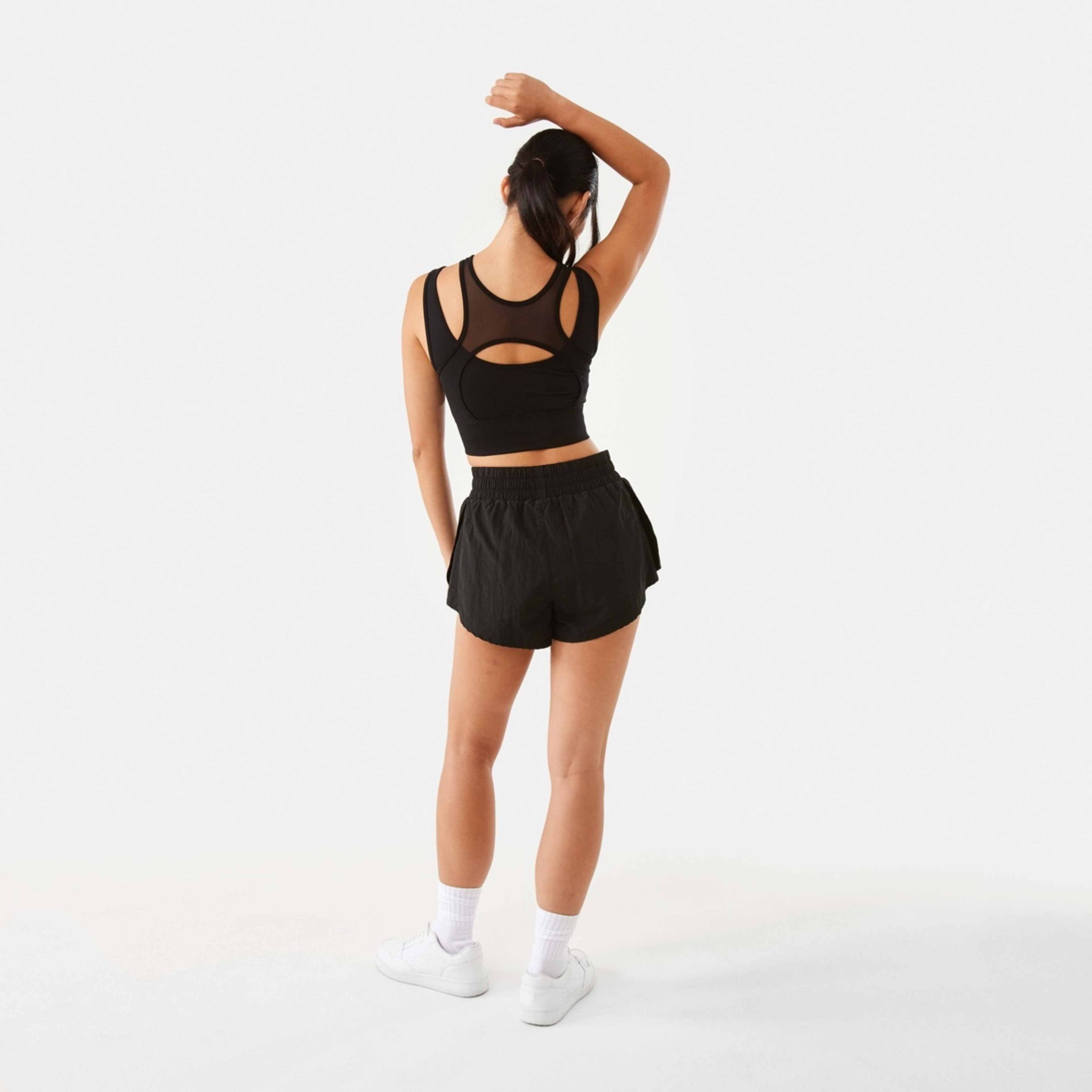 4 Active Womens Mesh Overlay Crop Top Black, 4 of 7