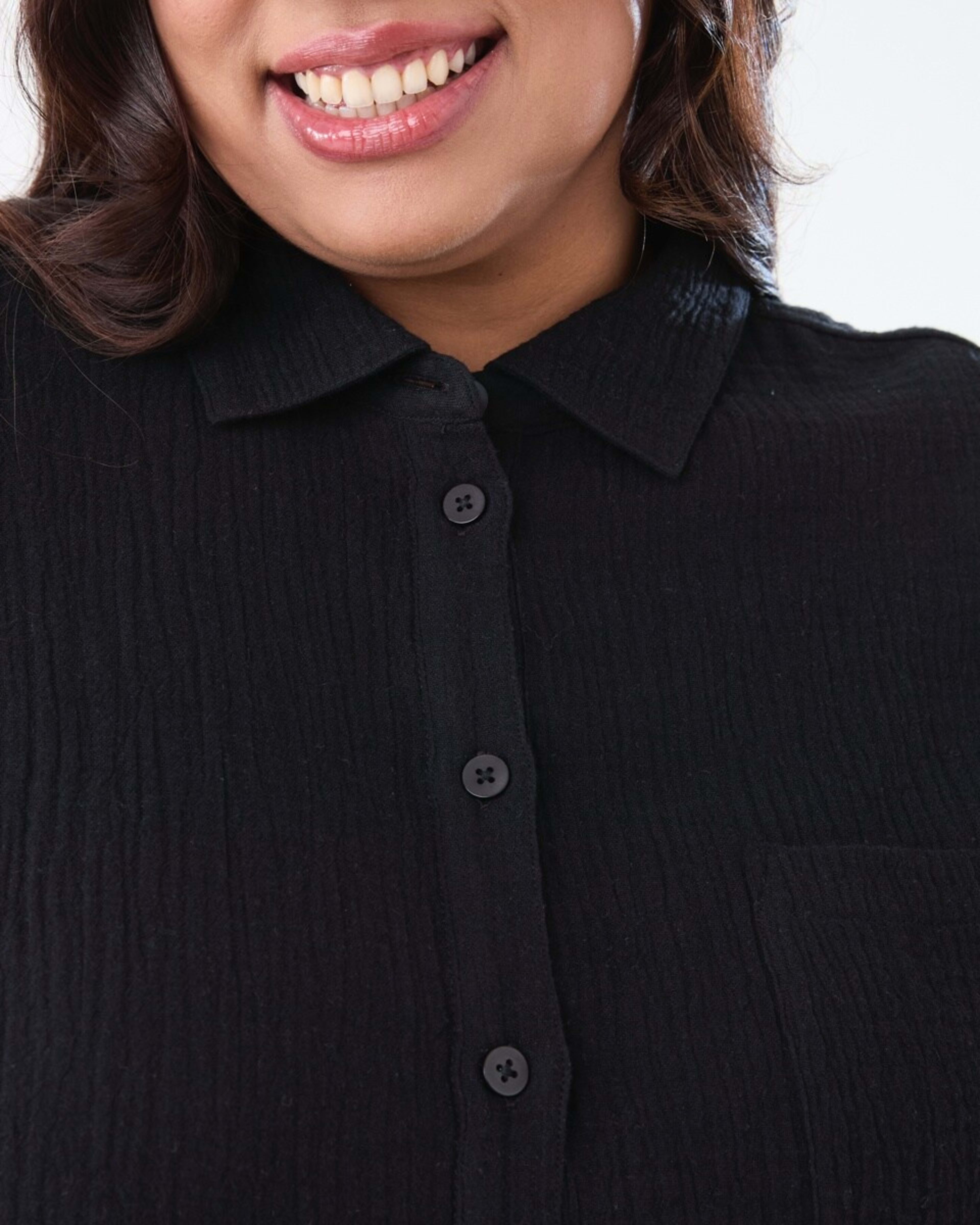 5 Curve Long Sleeve Double Cloth Shirt BLACK, 5 of 5