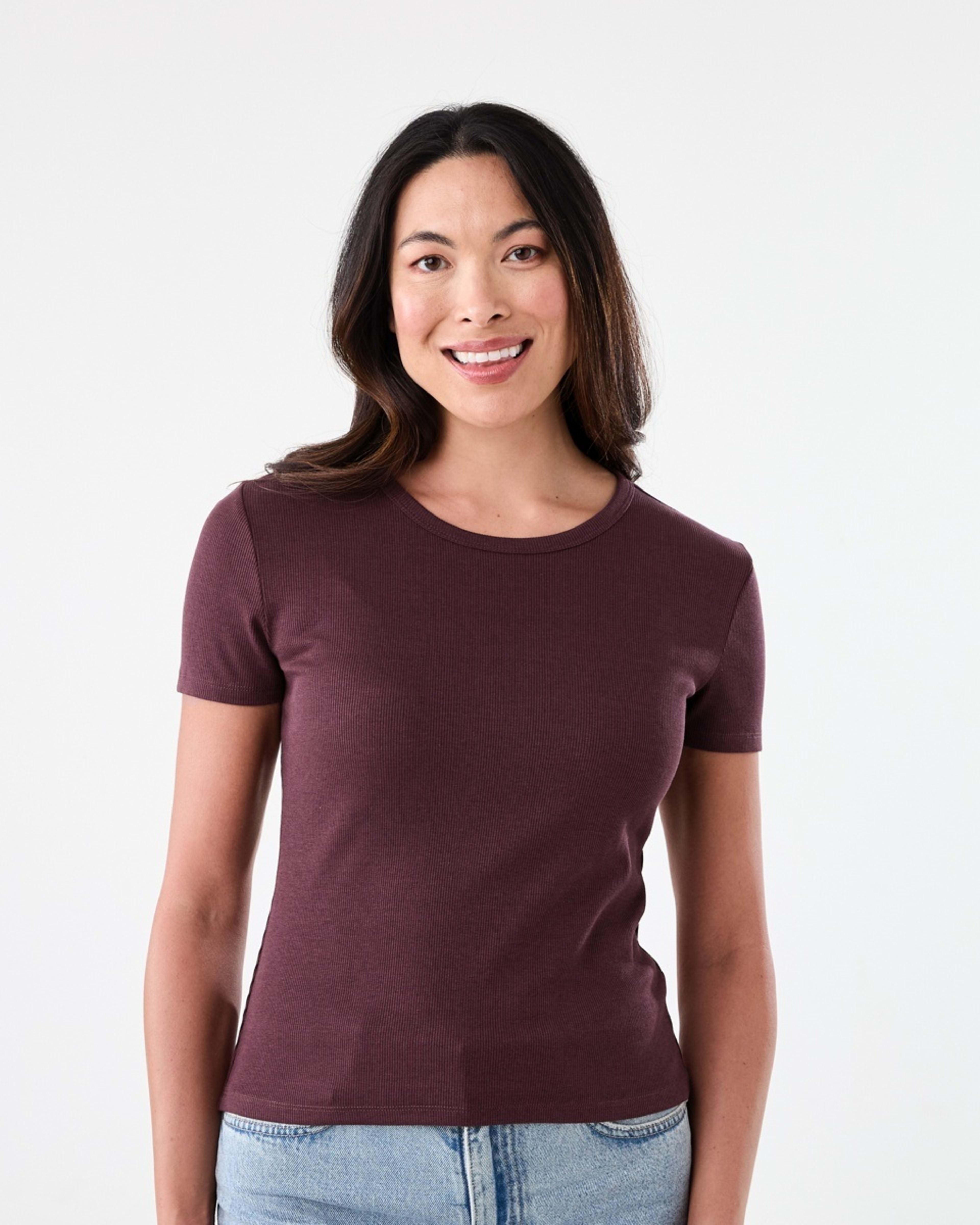 1 Short Sleeve Rib Crew Neck T-shirt WARM MULBERRY, 1 of 5