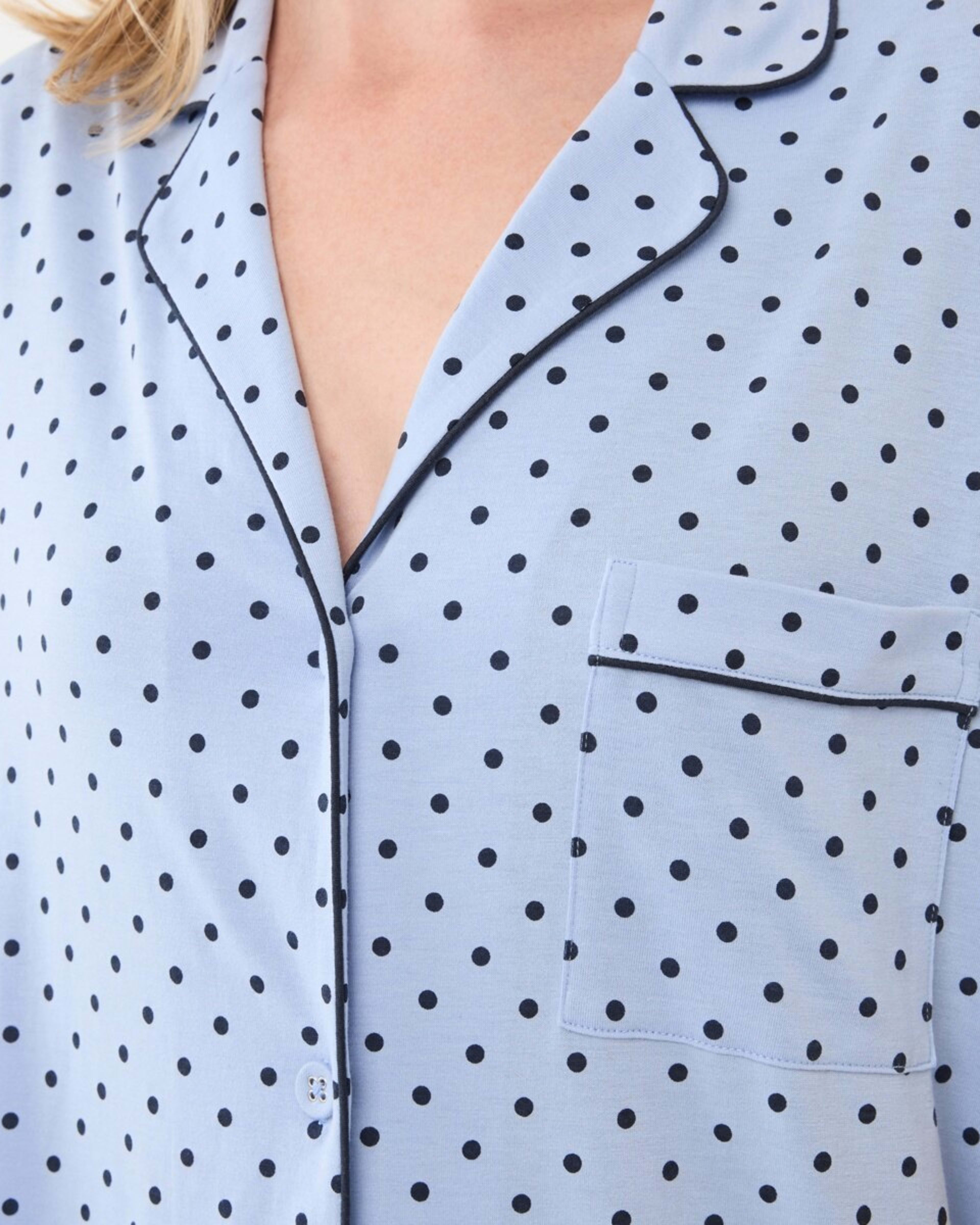 5 Short Sleeve Button Through Comfort Nightie LARGE SPOT BRUNI BLUE, 5 of 5