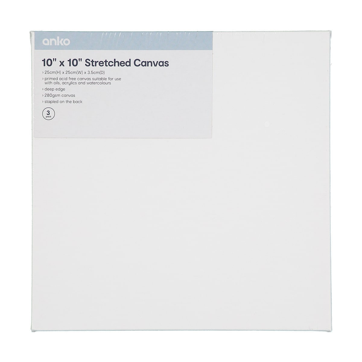 10in. x 10in. Deep Edge Stretched Canvas 3 pack