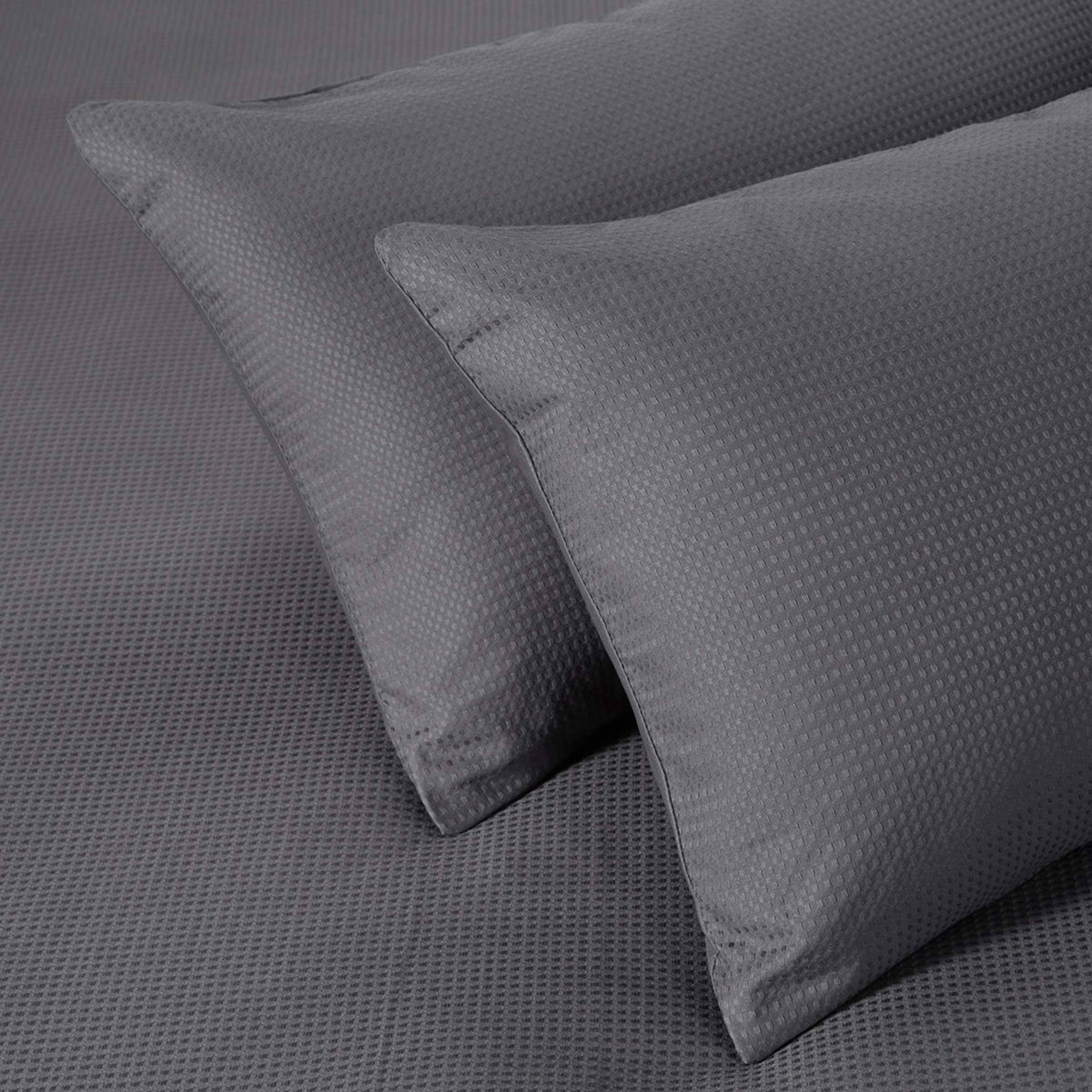 8 Waffle Cotton Quilt Cover Set - Super King, Charcoal, 8 of 10