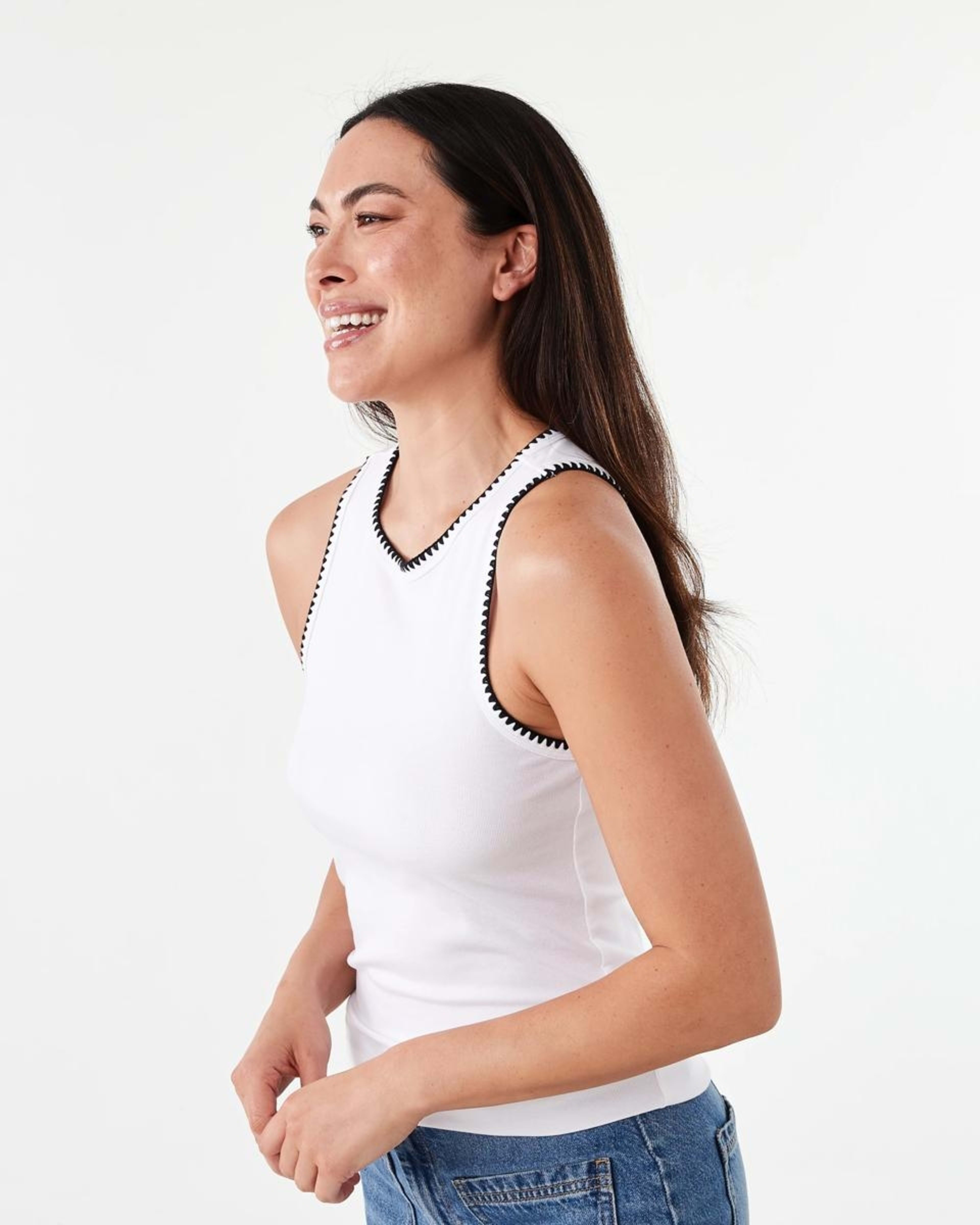 2 Sleeveless Whip Stitch Tank White, 2 of 5