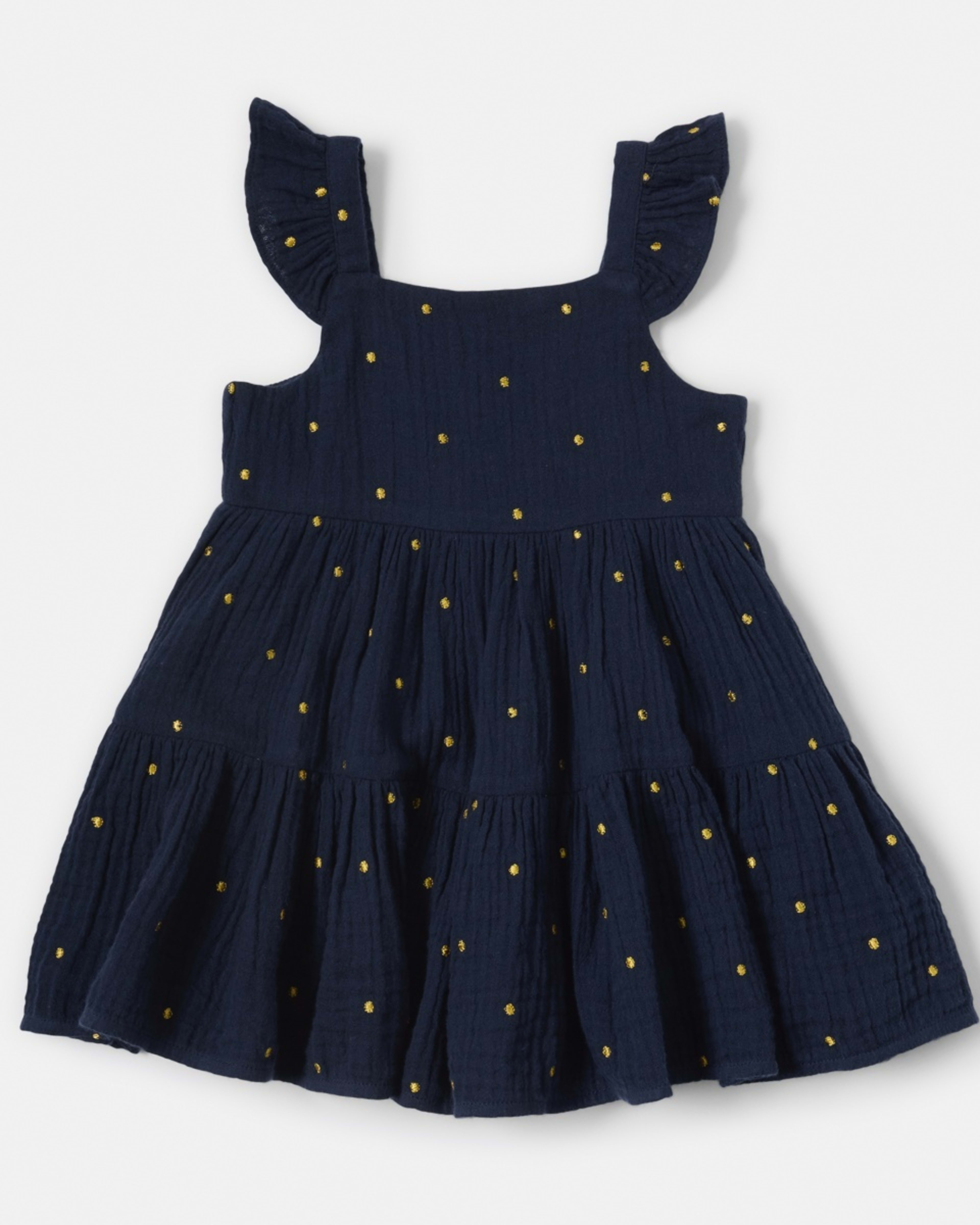 3 Tiered Dress Navy Dots, 3 of 7