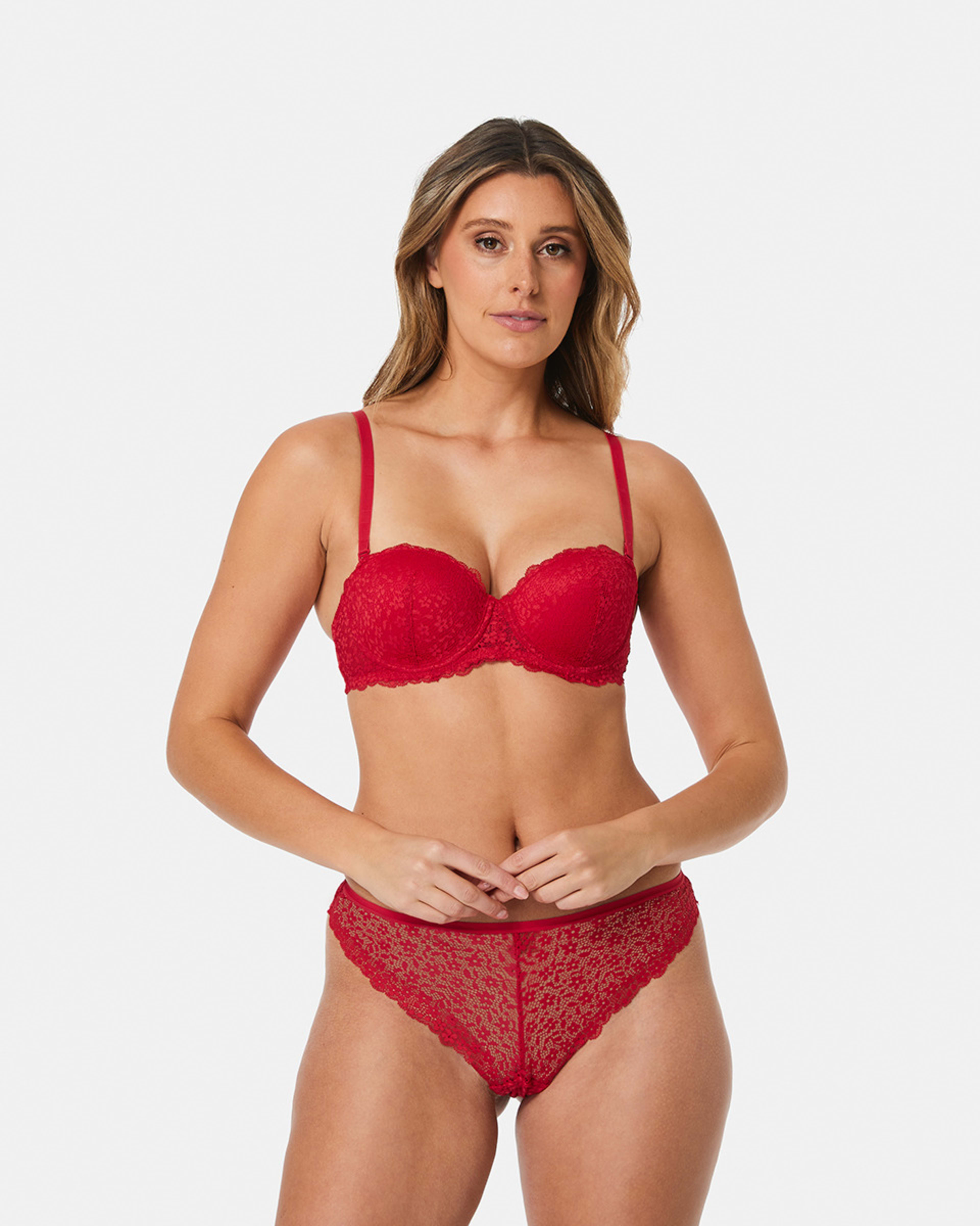 4 Co-ordinated Lace G-String Briefs Grend Red, 4 of 4