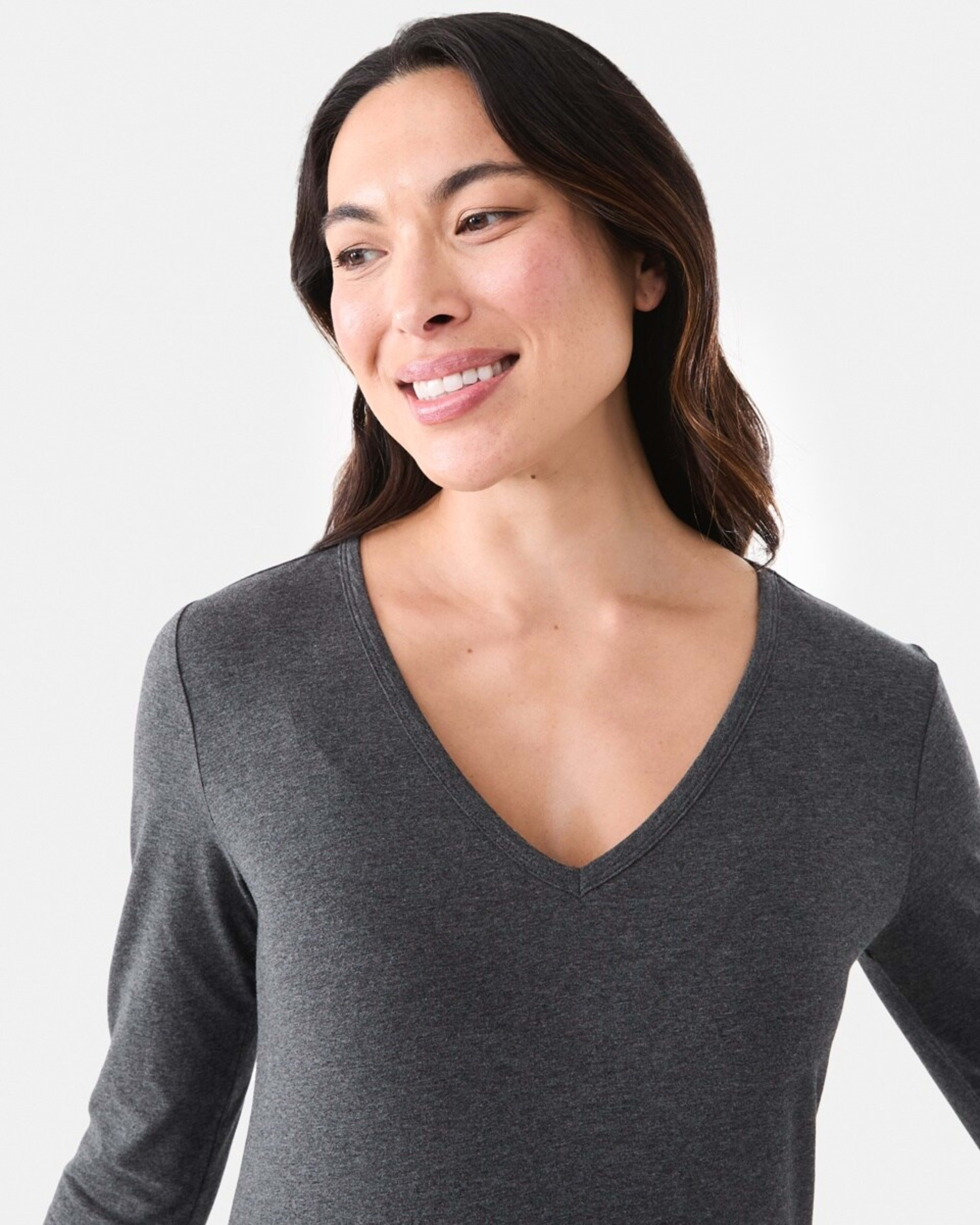 4 Long Sleeve Stretch V-Neck T-shirt Char Marle, 4 of 5