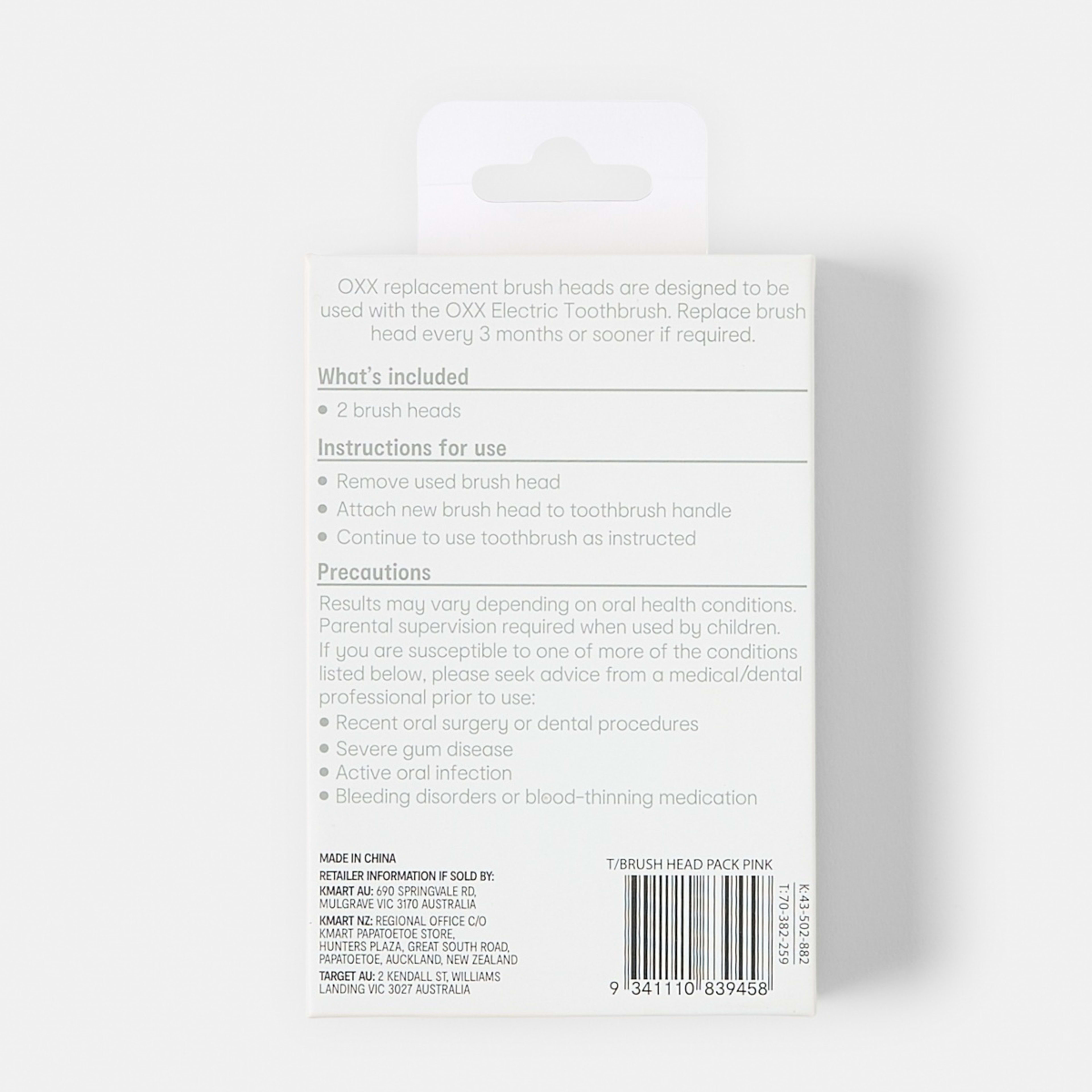 5 OXX Bodycare 2 Pack Electric Toothbrush Replacement Heads - Pink, 5 of 5