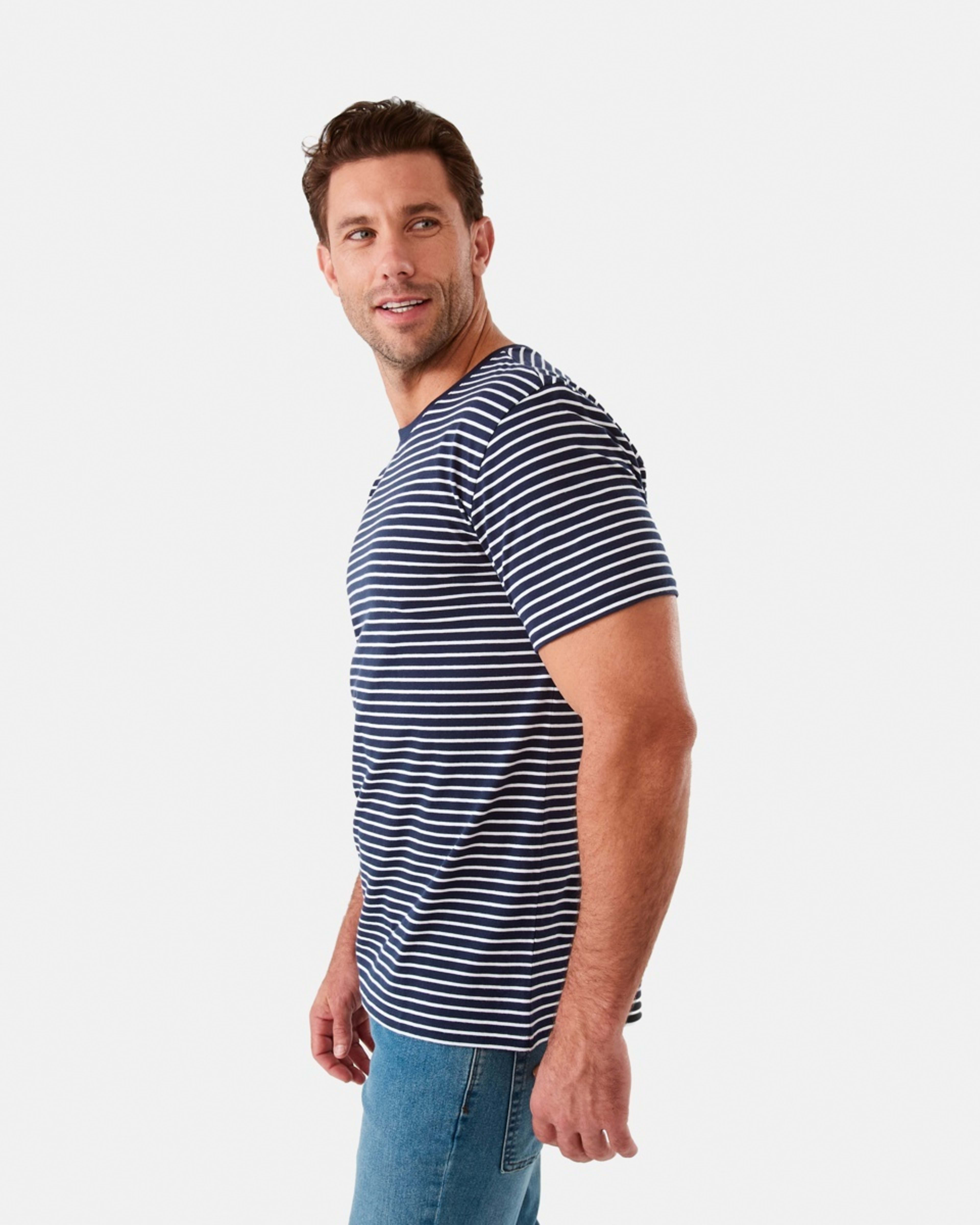 2 Australian Grown Cotton Stripe T-Shirt Nvy Strp, 2 of 6