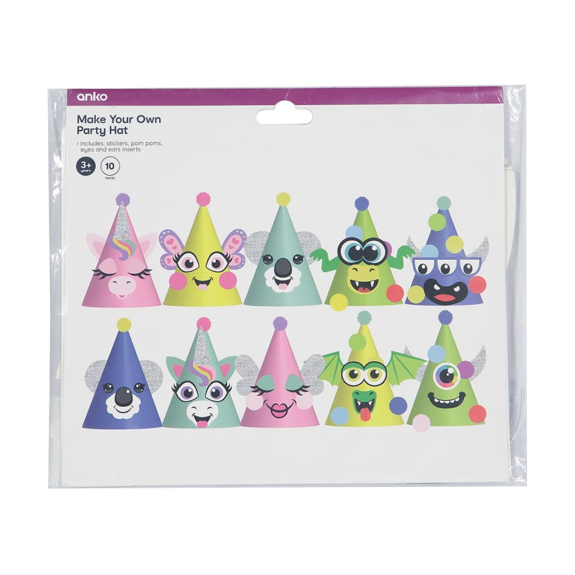 10 Pack Make Your Own Party Hat Kit Kmart