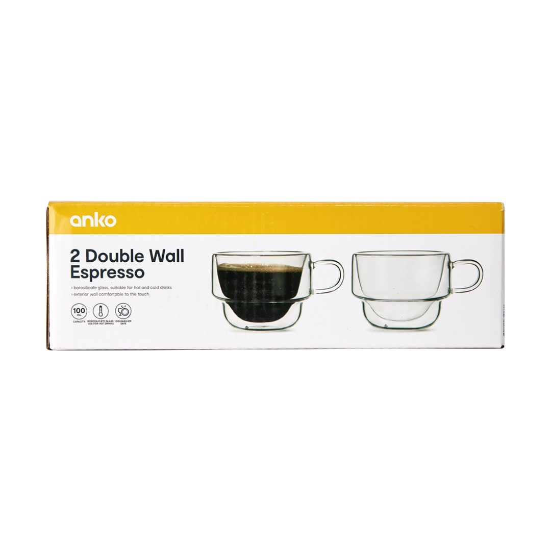 2 Double Wall Espresso Cups Kmart