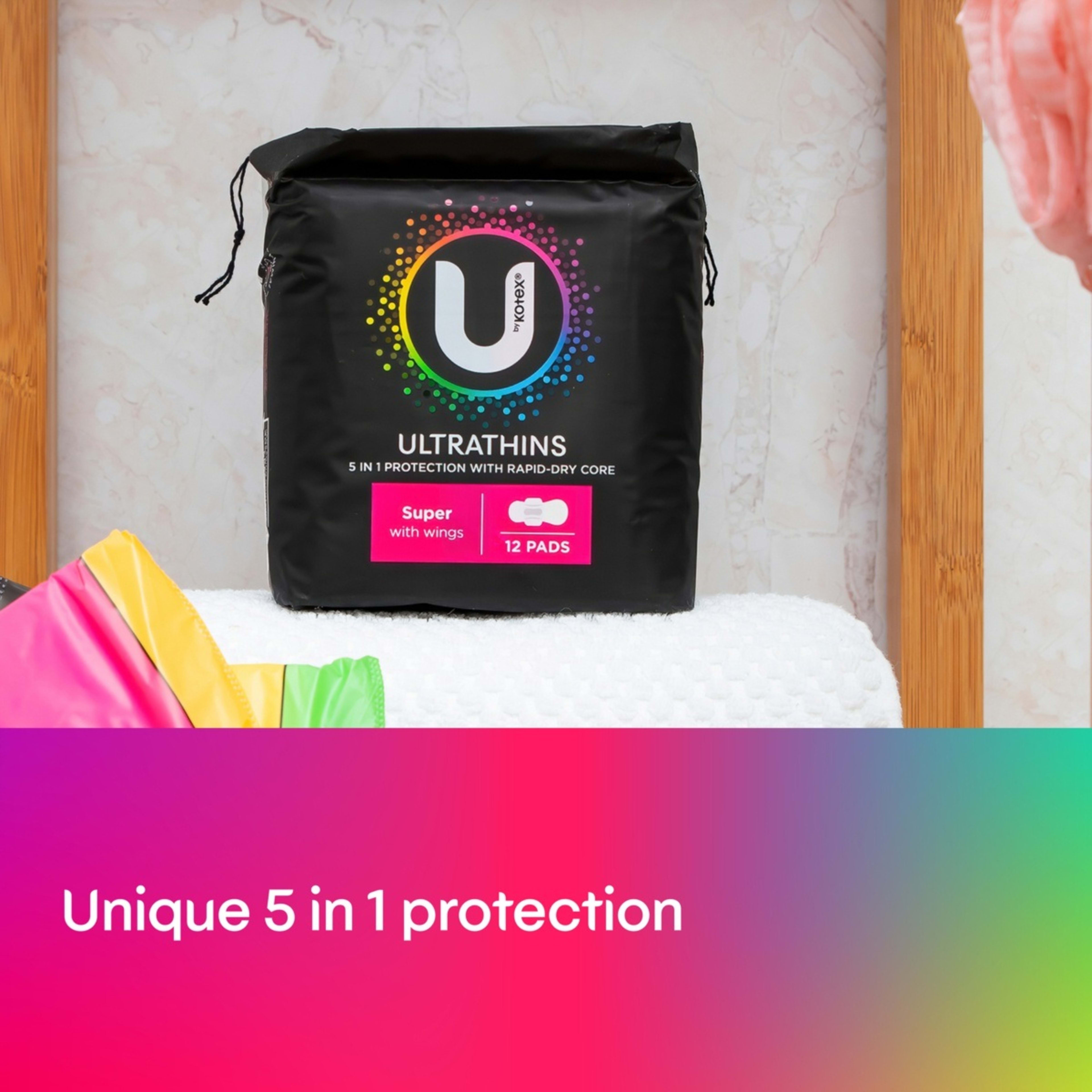 6 12 Pack U by Kotex Ultrathin Super Pads with Wings, 6 of 8