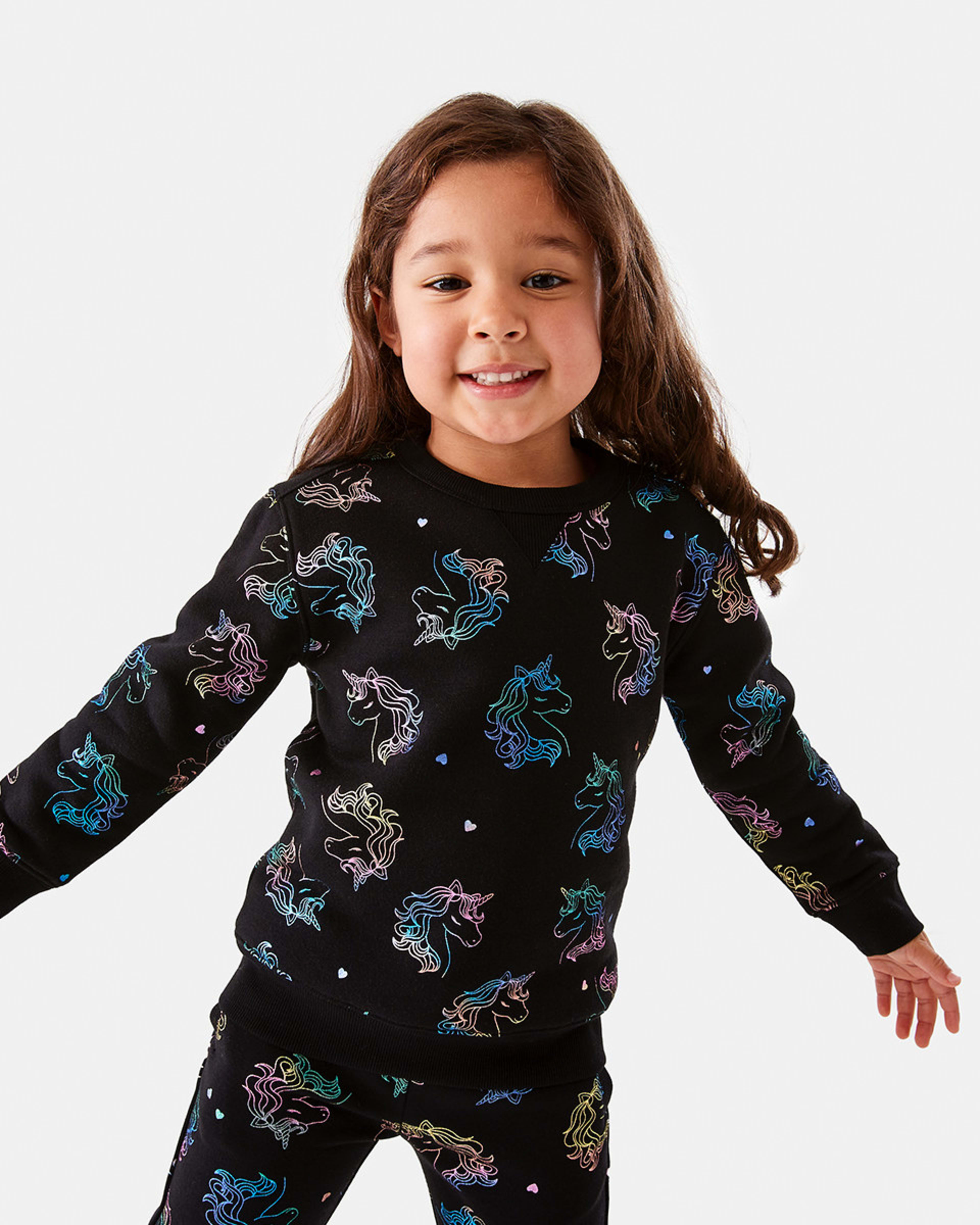 1 All Over Print Crew Neck Sweatshirt Unicorn