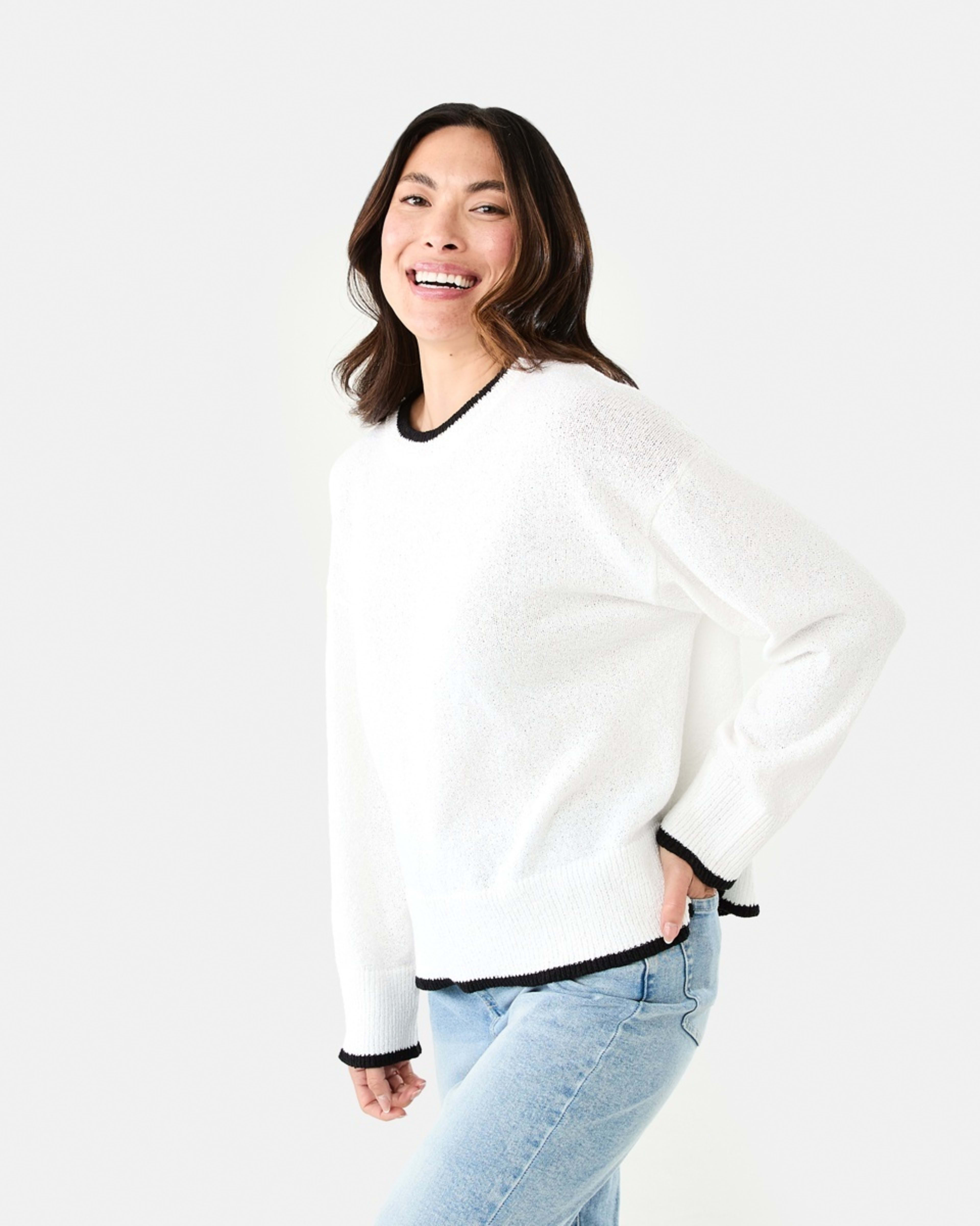 2 Contrast Crew Jumper White, 2 of 7