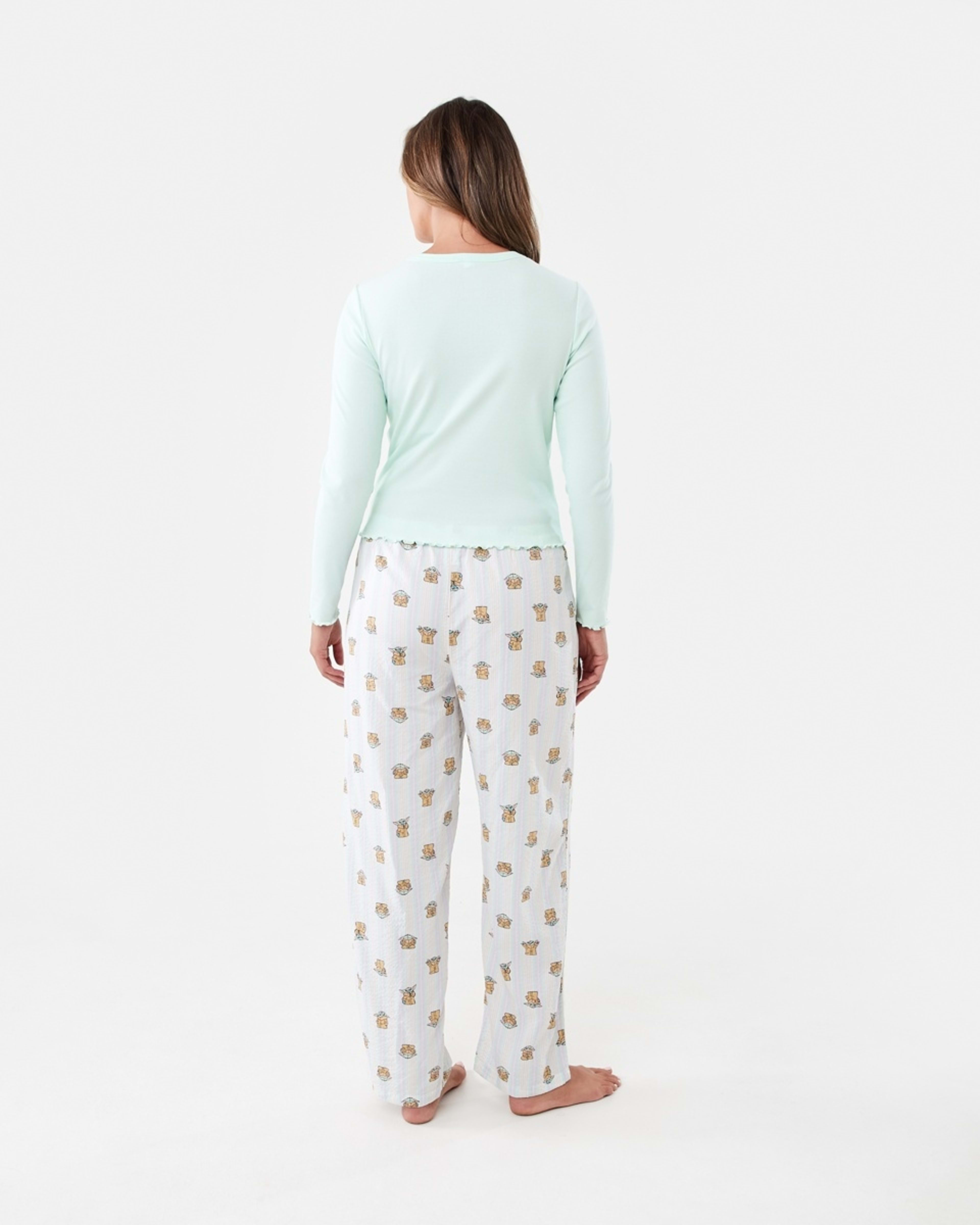 3 Star Wars Grogu License Long Sleeve Knit Top and Woven Pants Pyjama Set Grogu Stri, 3 of 6