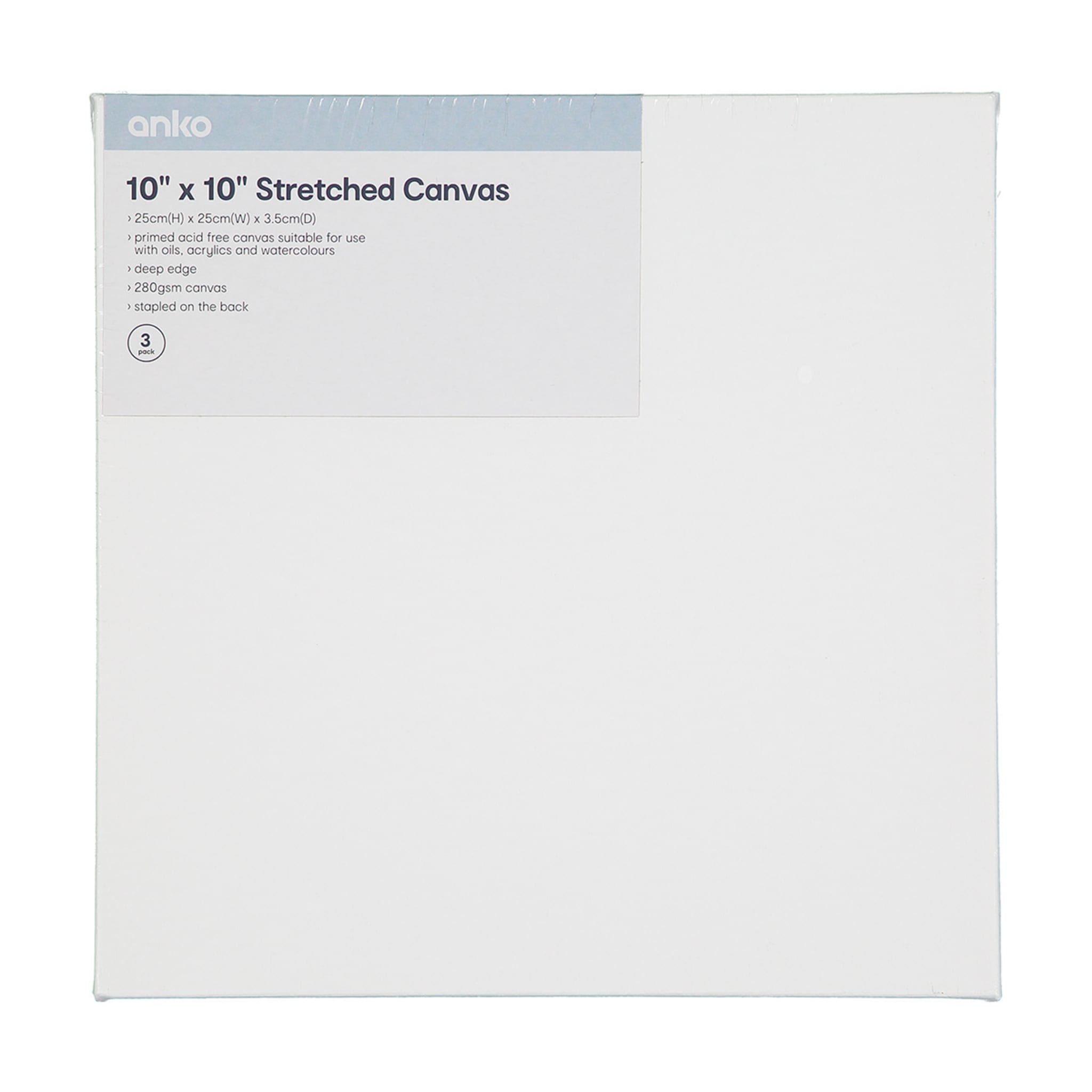 10in. x 10in. Deep Edge Stretched Canvas 3 pack Kmart