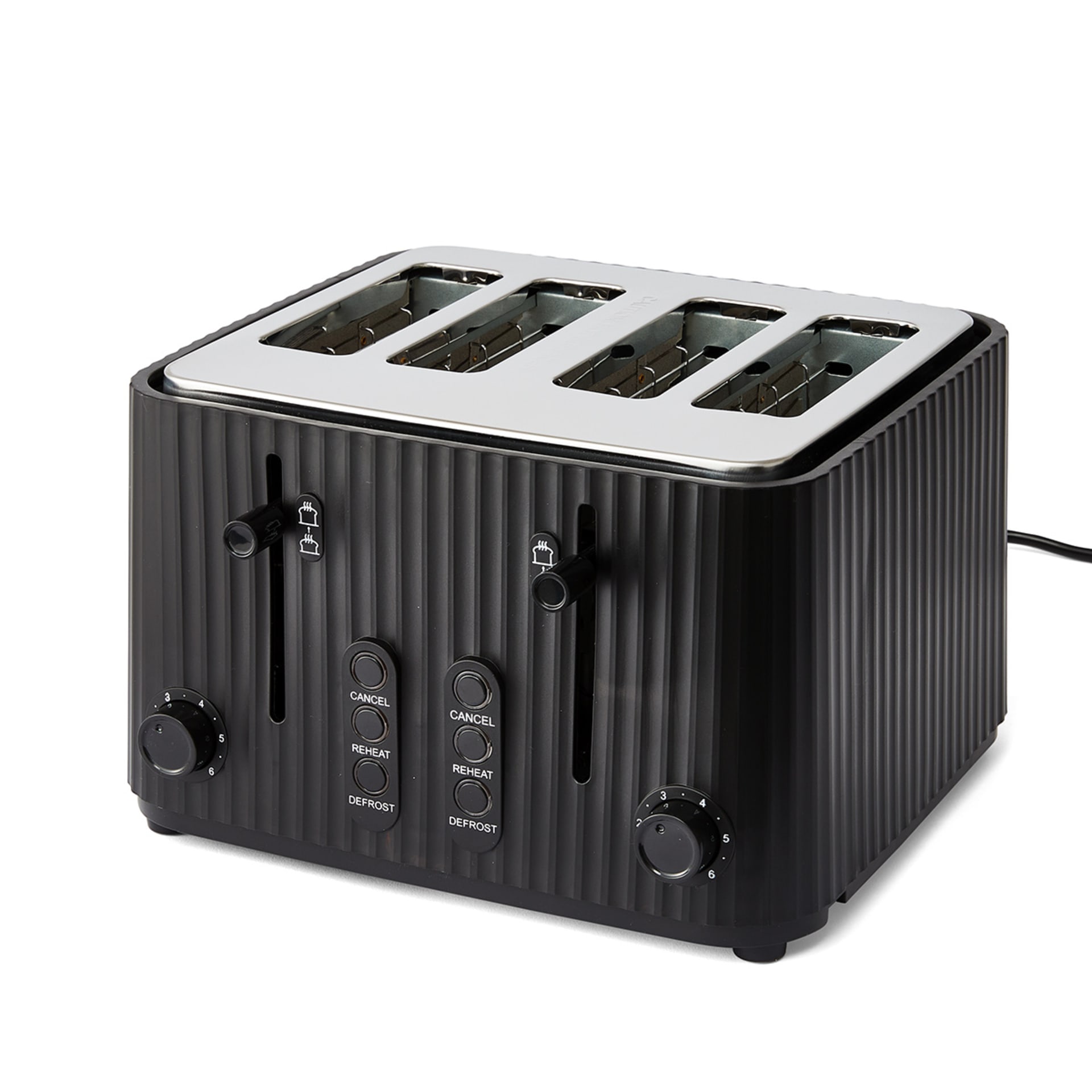 4 Slice Fluted Toaster - Black - Kmart