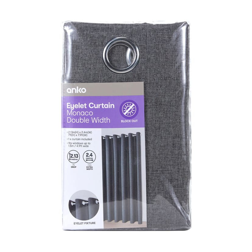 Monaco Double Width Eyelet Curtain Pepper Kmart NZ
