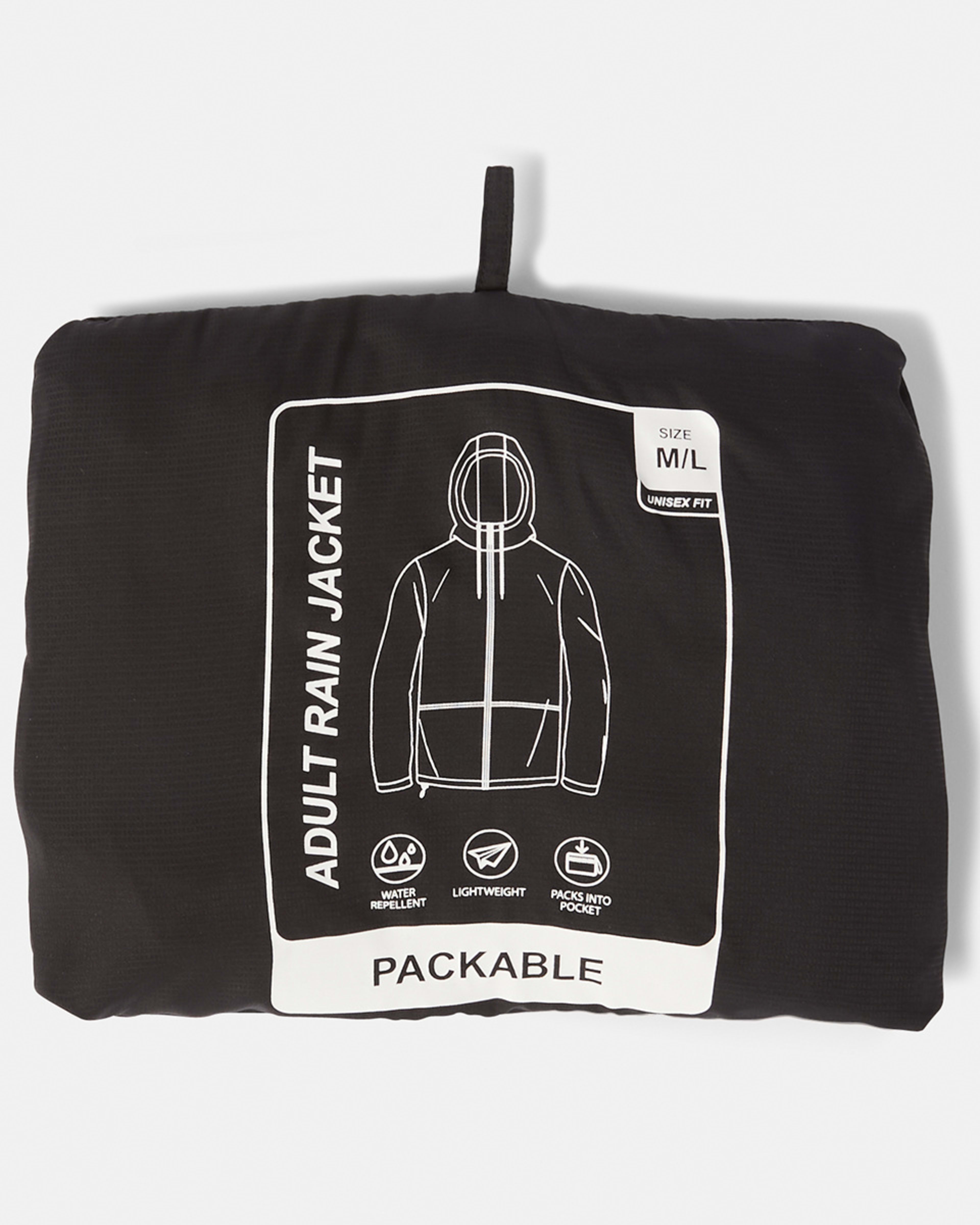 2 Active Unisex Packable Rain Jacket BLACK, 2 of 10