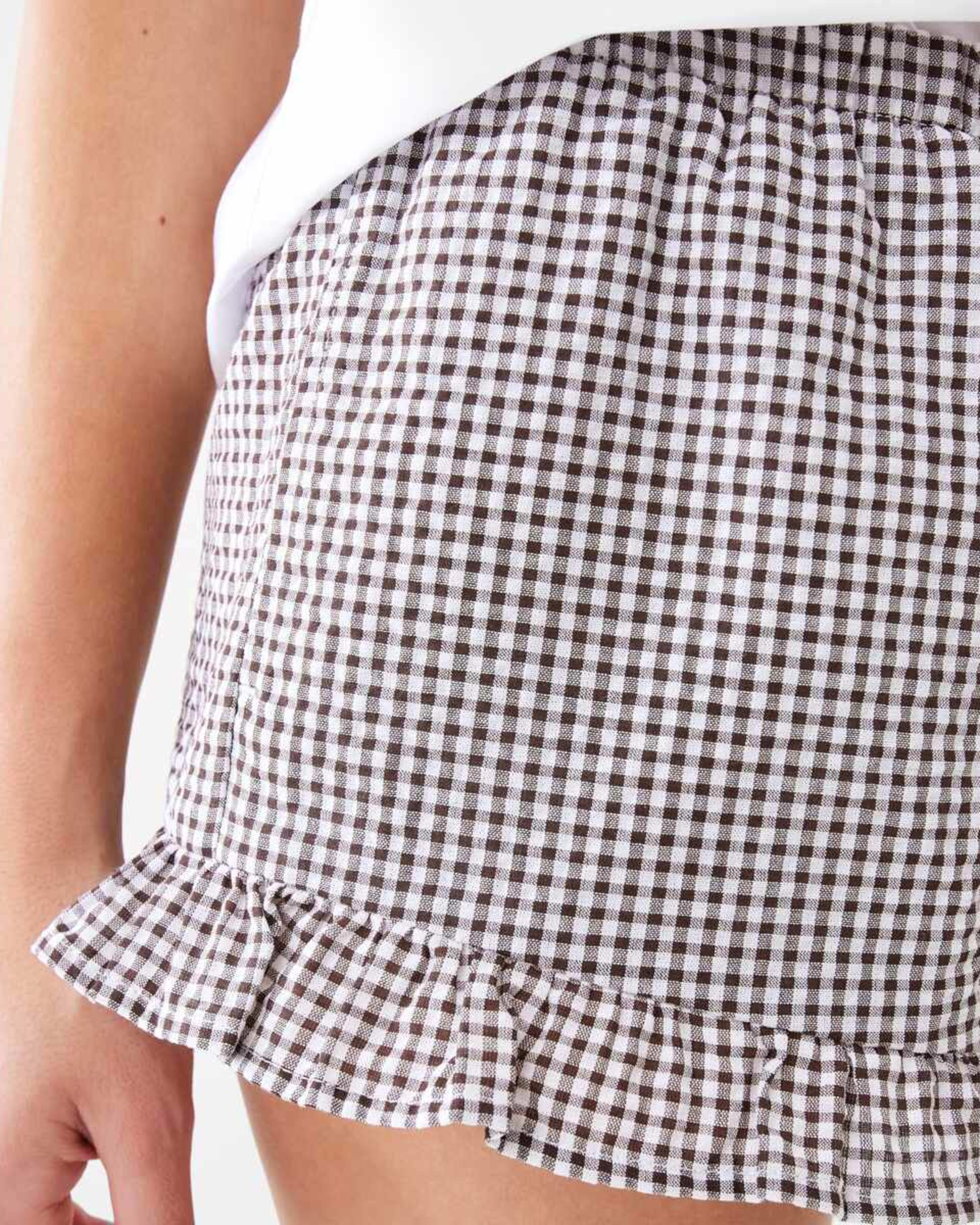 7 Frill Hem Shorts MINI GINGHAM MELTED CHOC, 7 of 7