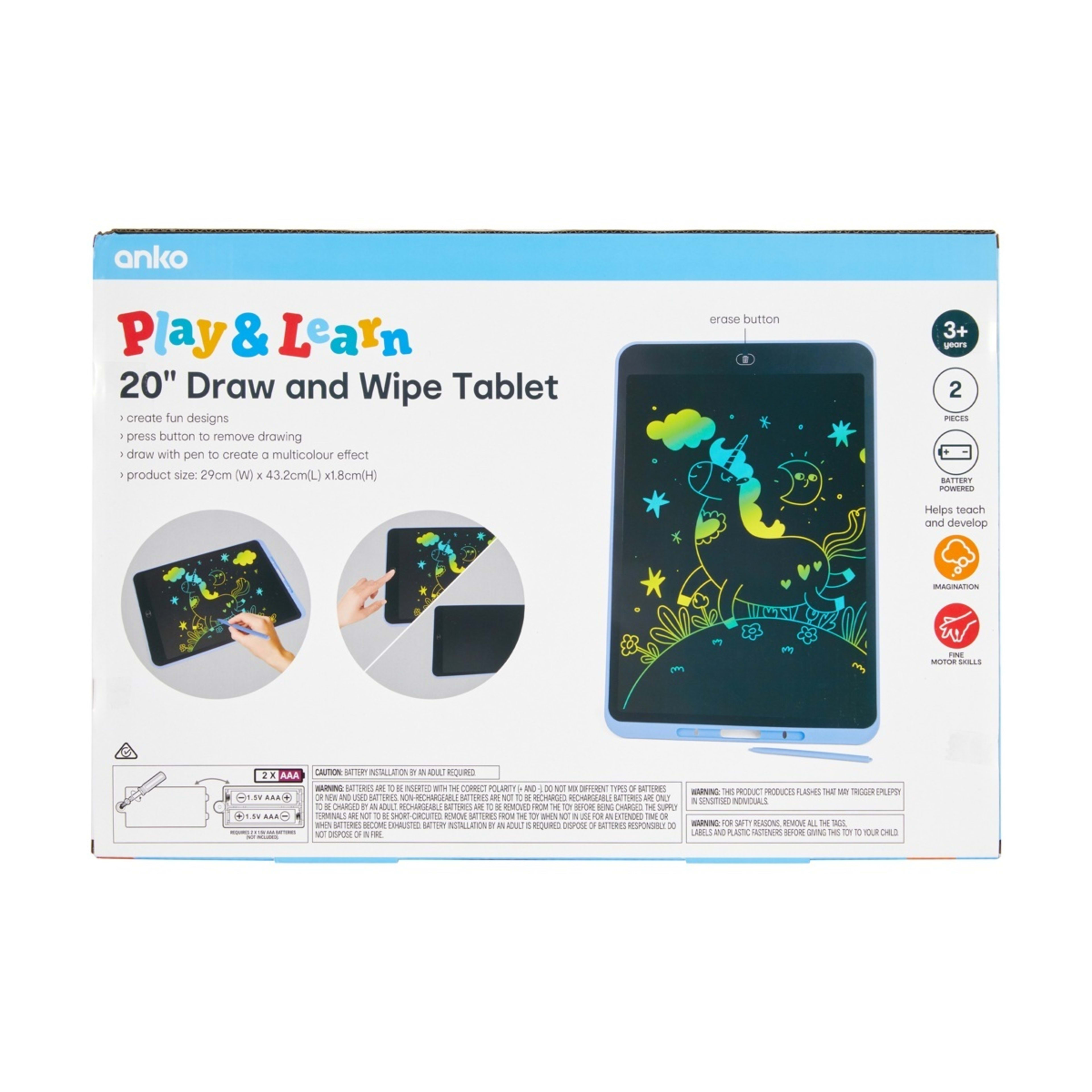 6 2 Piece 20in. Draw and Wipe Tablet, 6 of 6