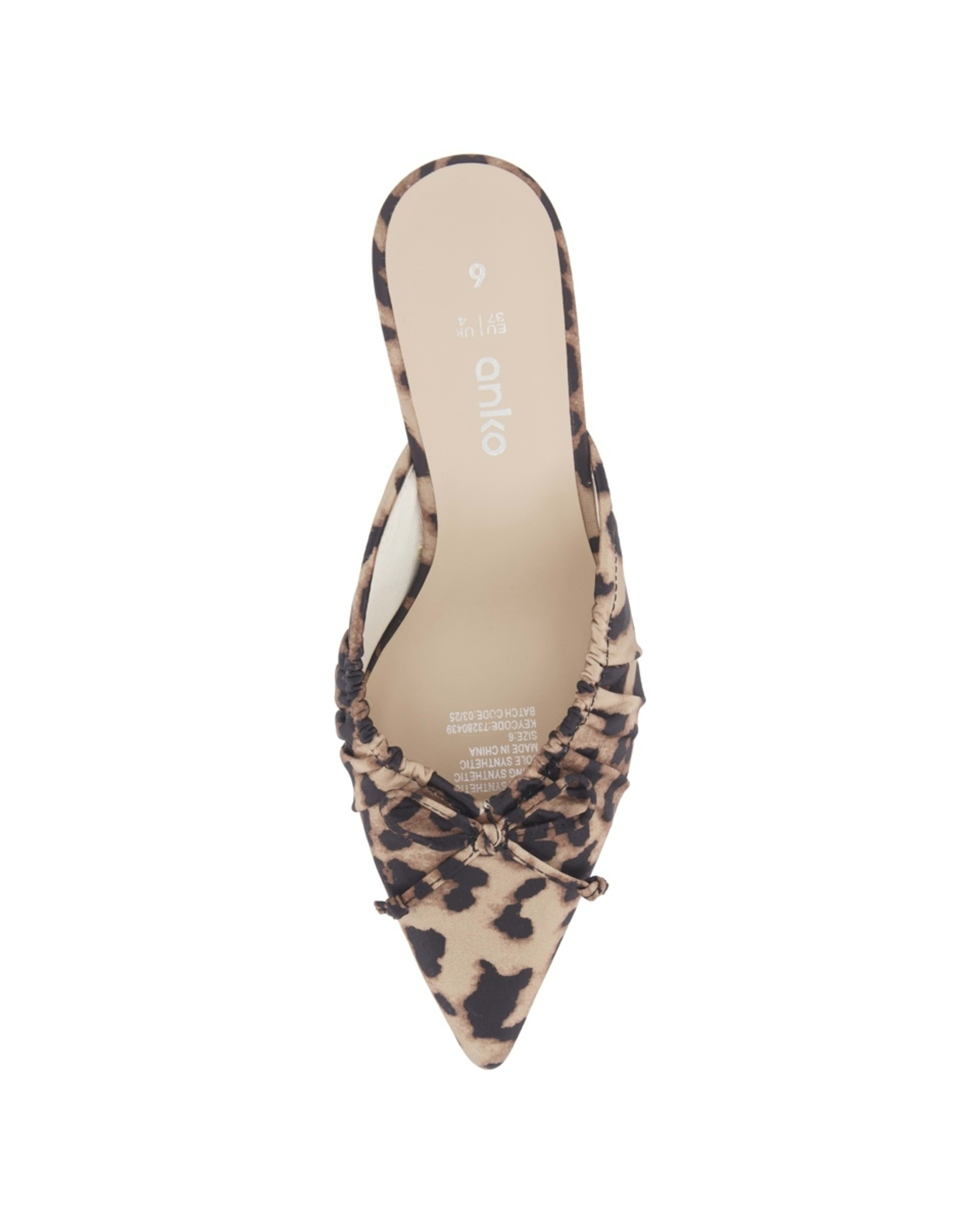3 Ruched Kitten Heel Mules Leopard, 3 of 5