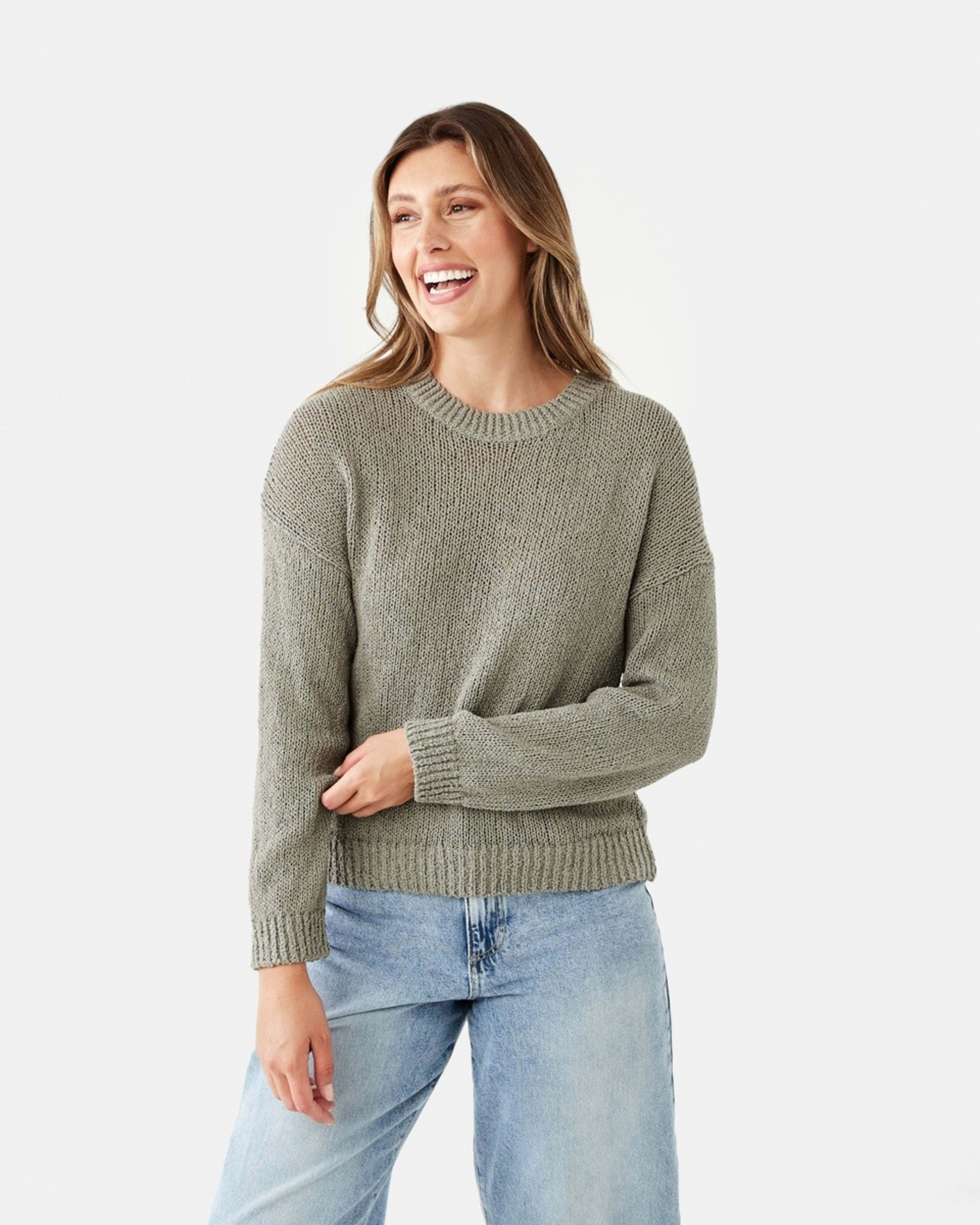 1 Cotton Slub Crew Jumper Soft Khaki