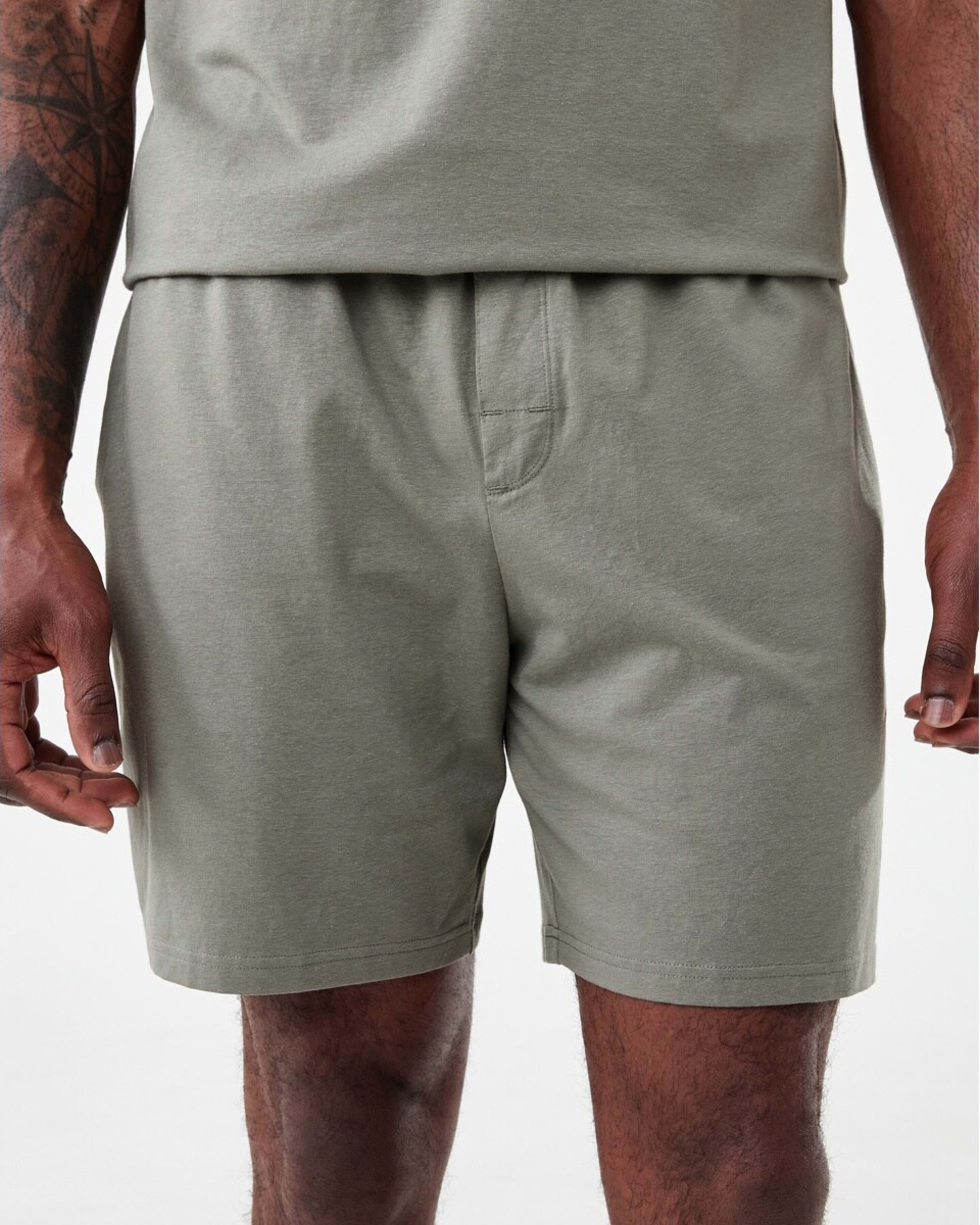 1 Cotton Elastane Sleep Shorts Grn Moss, 1 of 7