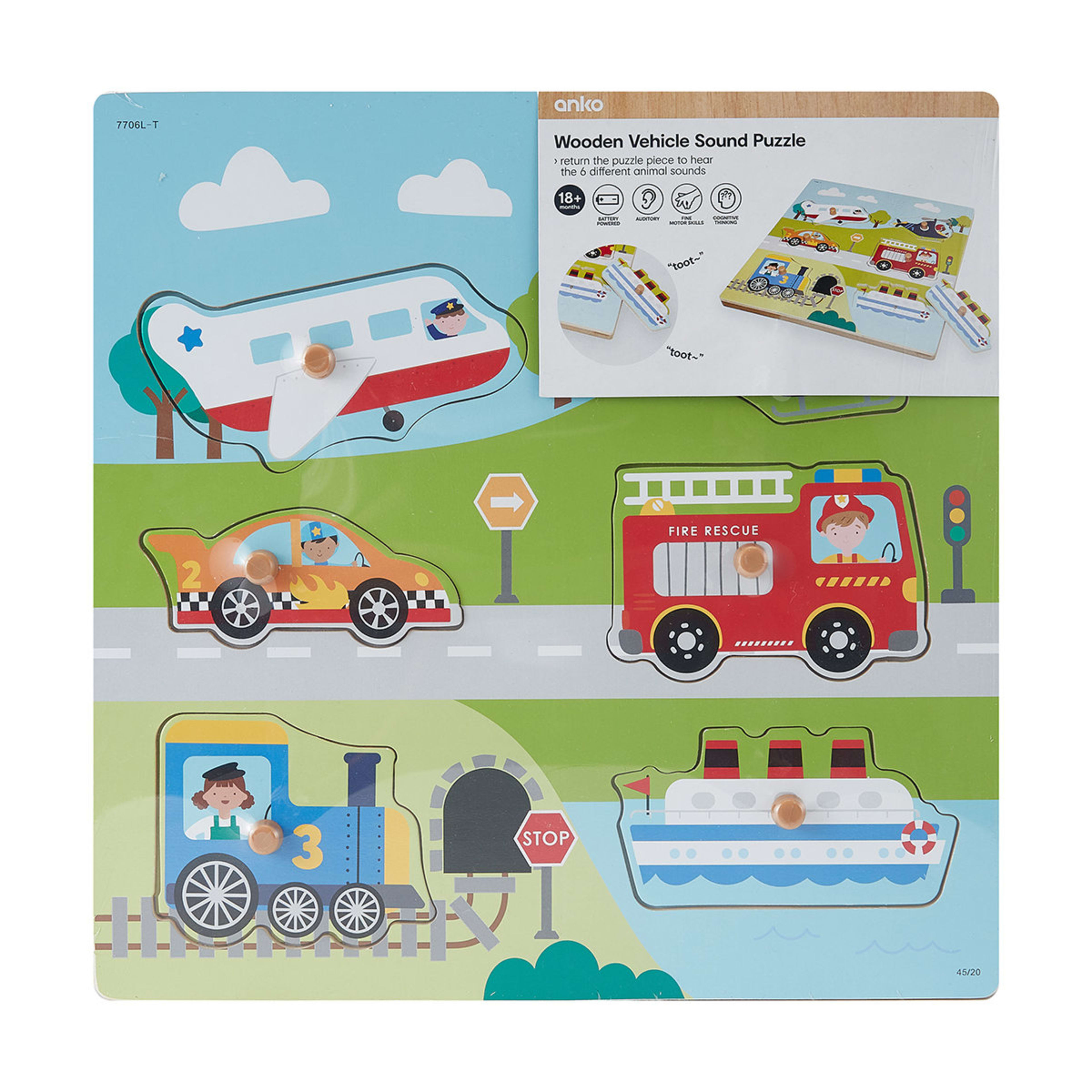 Wooden Vehicle Sound Puzzle Kmart