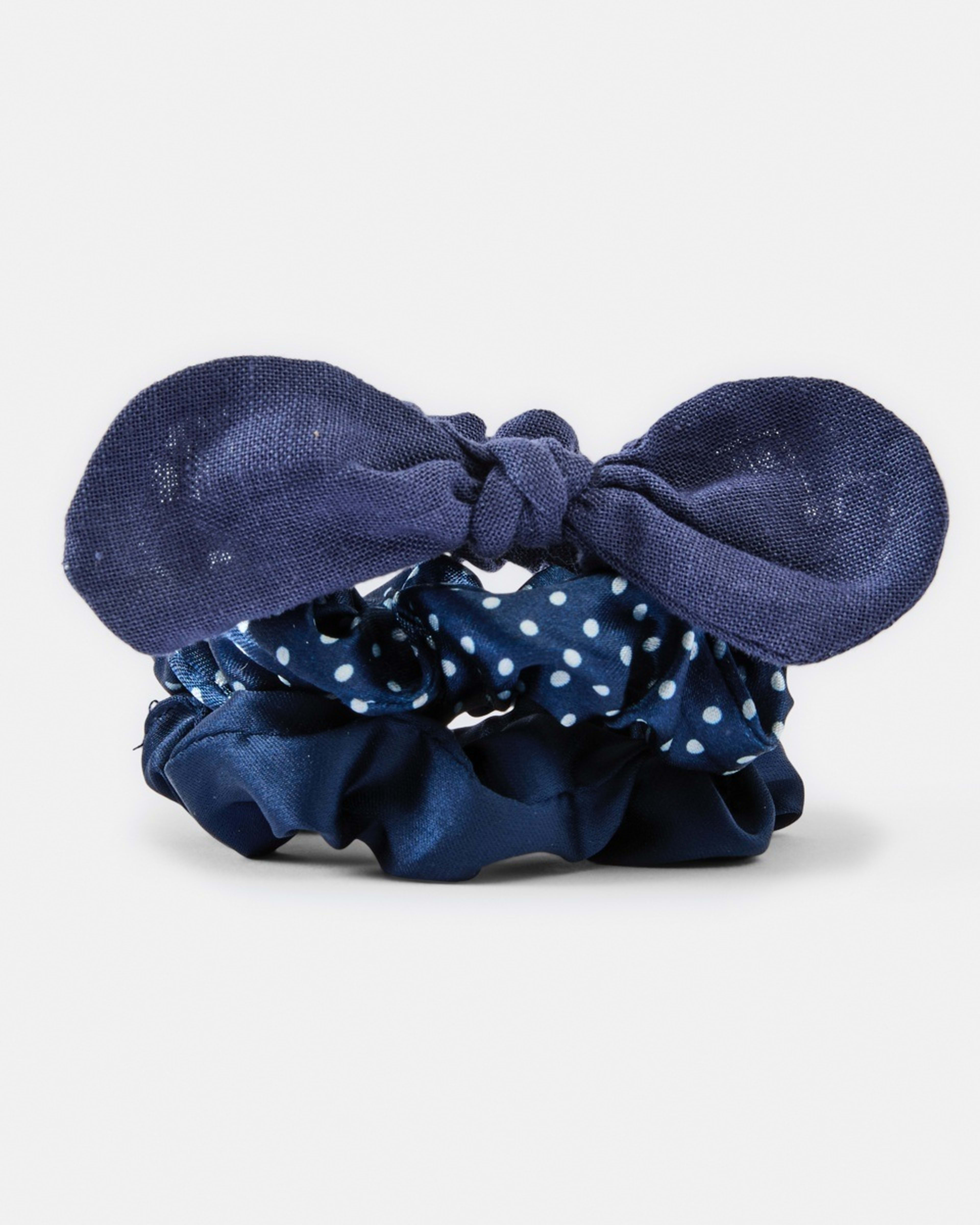 1 3 Pack Mixed Hair Scrunchies Nvy Sphire, 1 of 4