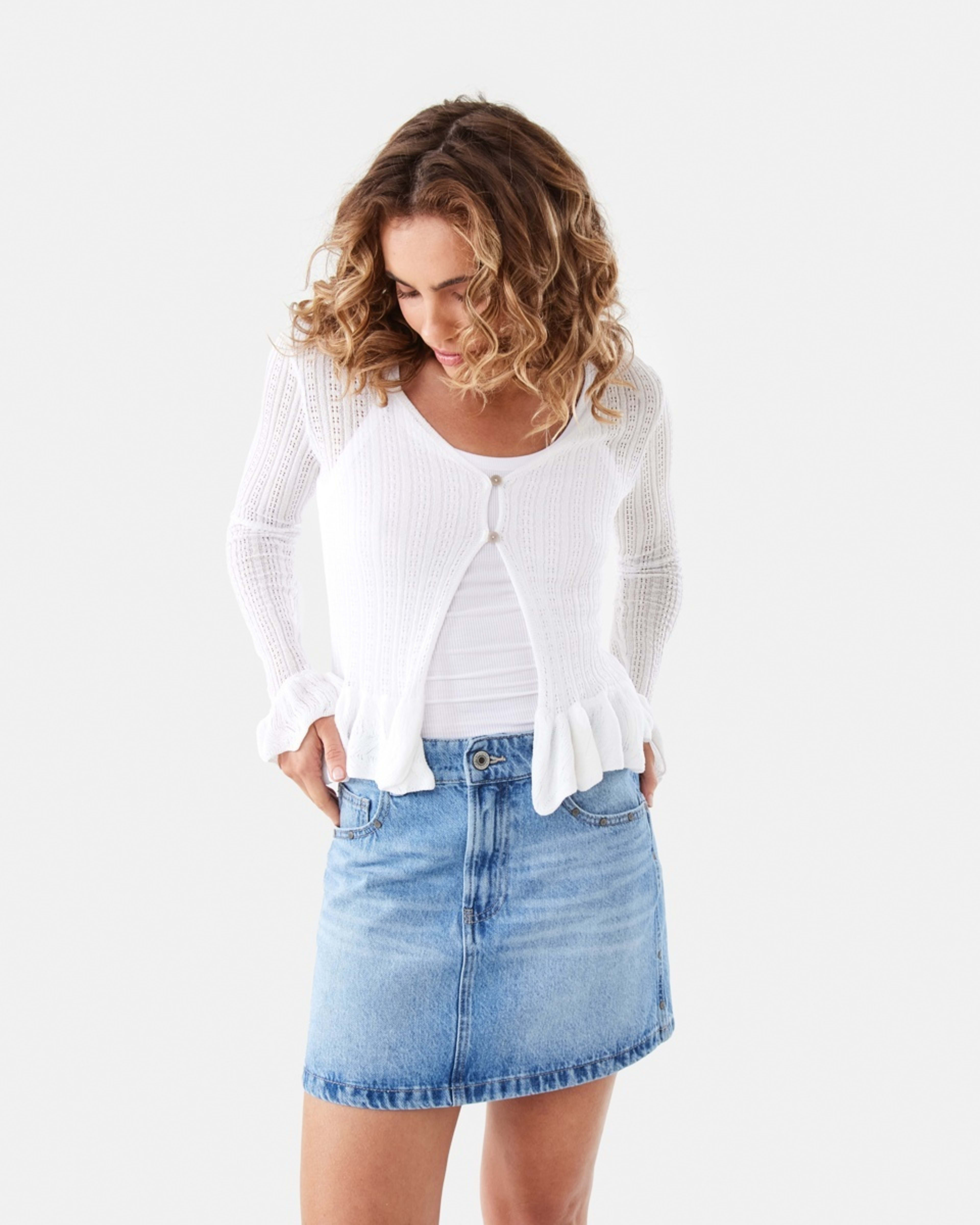 8 Long Sleeve Frill Cardigan Snw White, 8 of 9