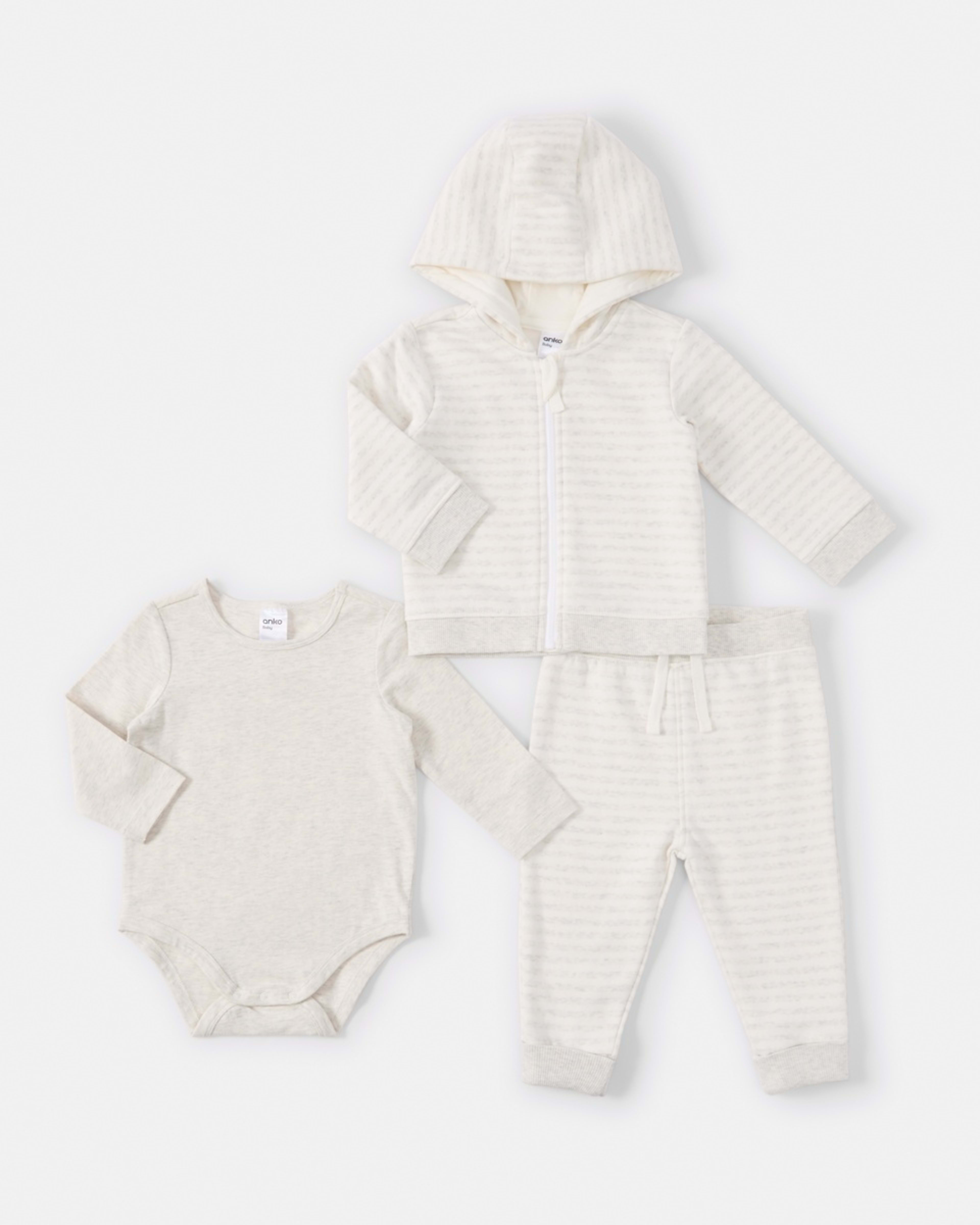 1 3 Piece Tracksuit Set Wht Marle