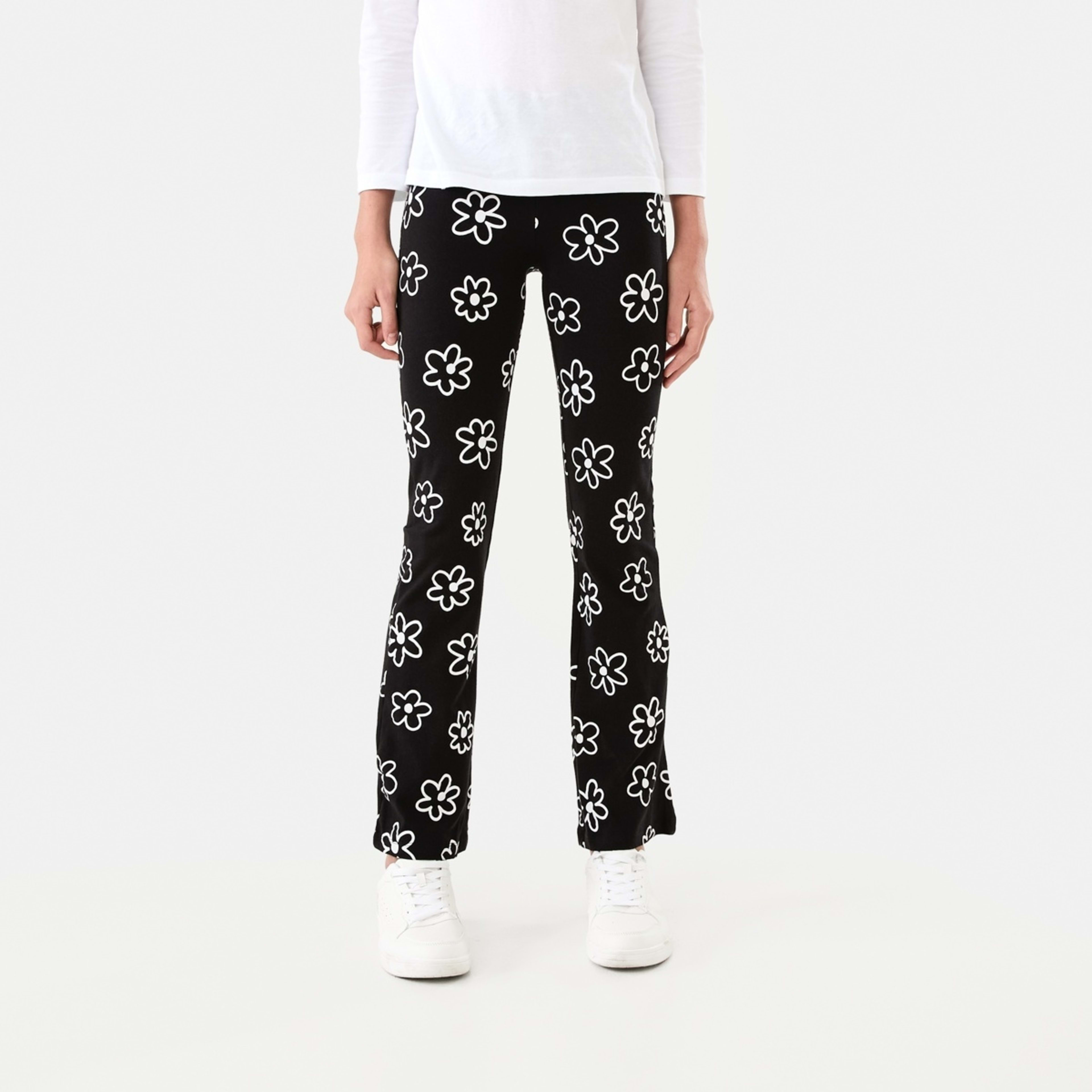 1 Print Flare Leggings Monochrome Florals Black, 1 of 9