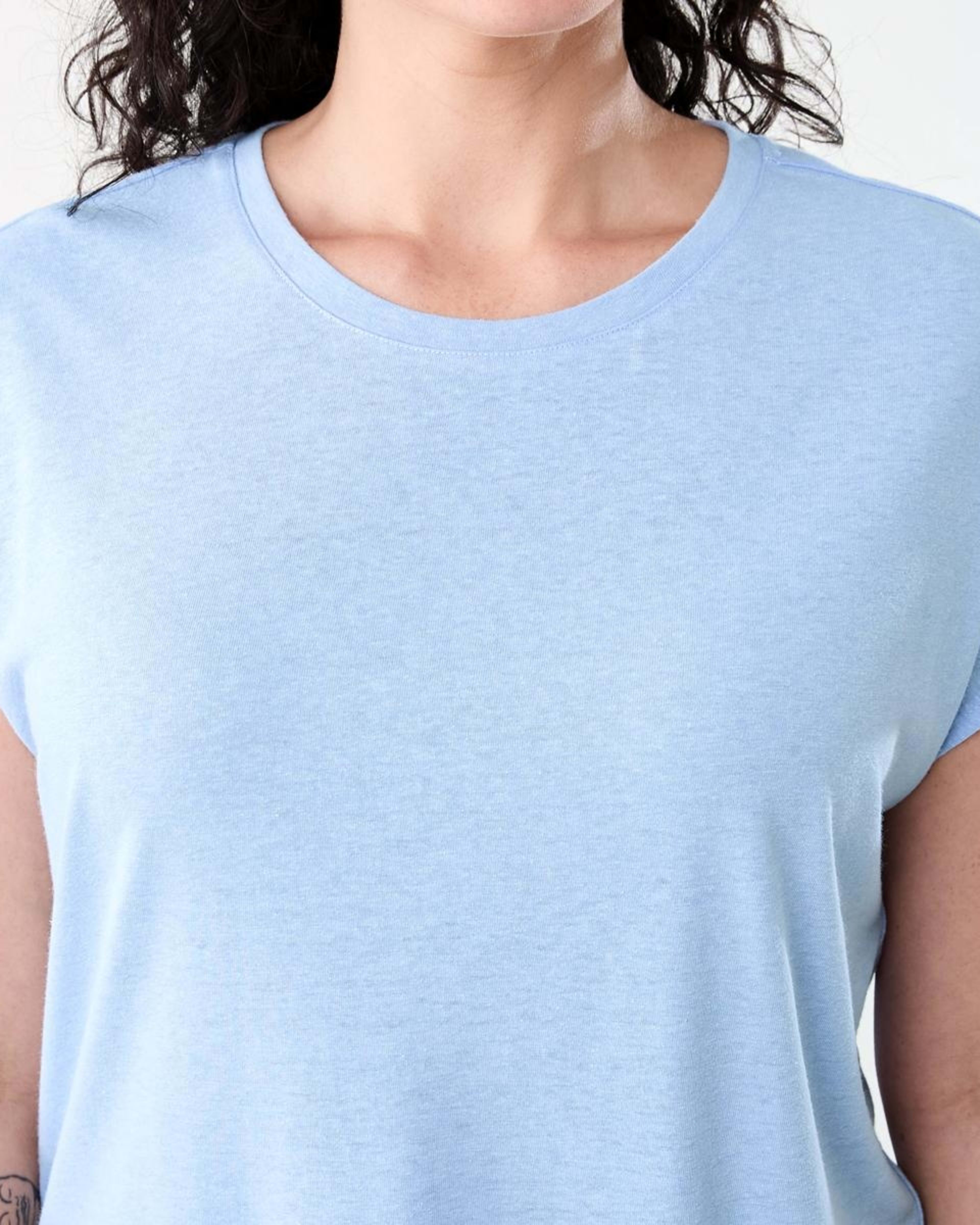 5 Short Sleeve Linen Blend Extended Sleeve Top BRUNI BLUE, 5 of 6