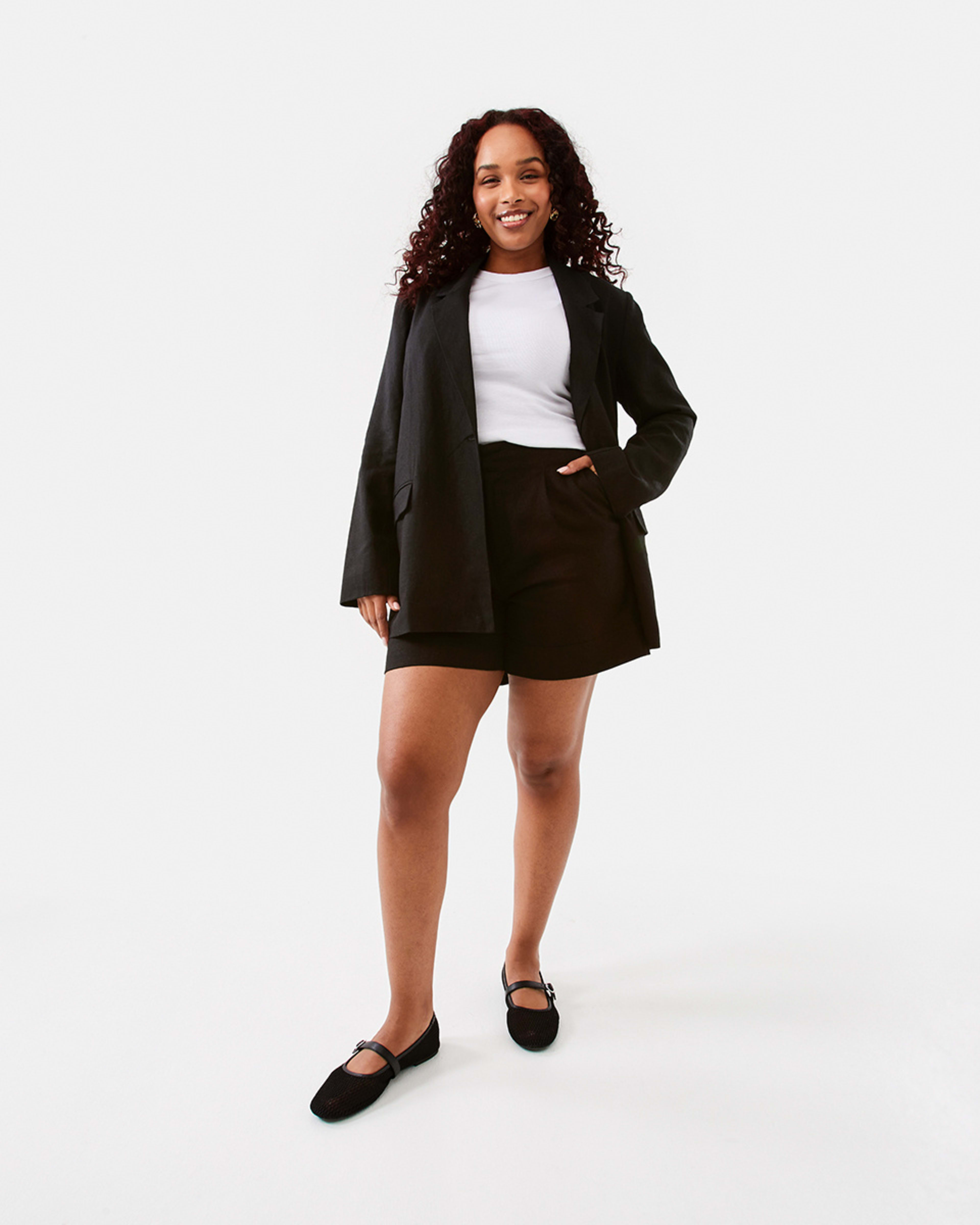 3 Linen Blend Blazer Black, 3 of 9