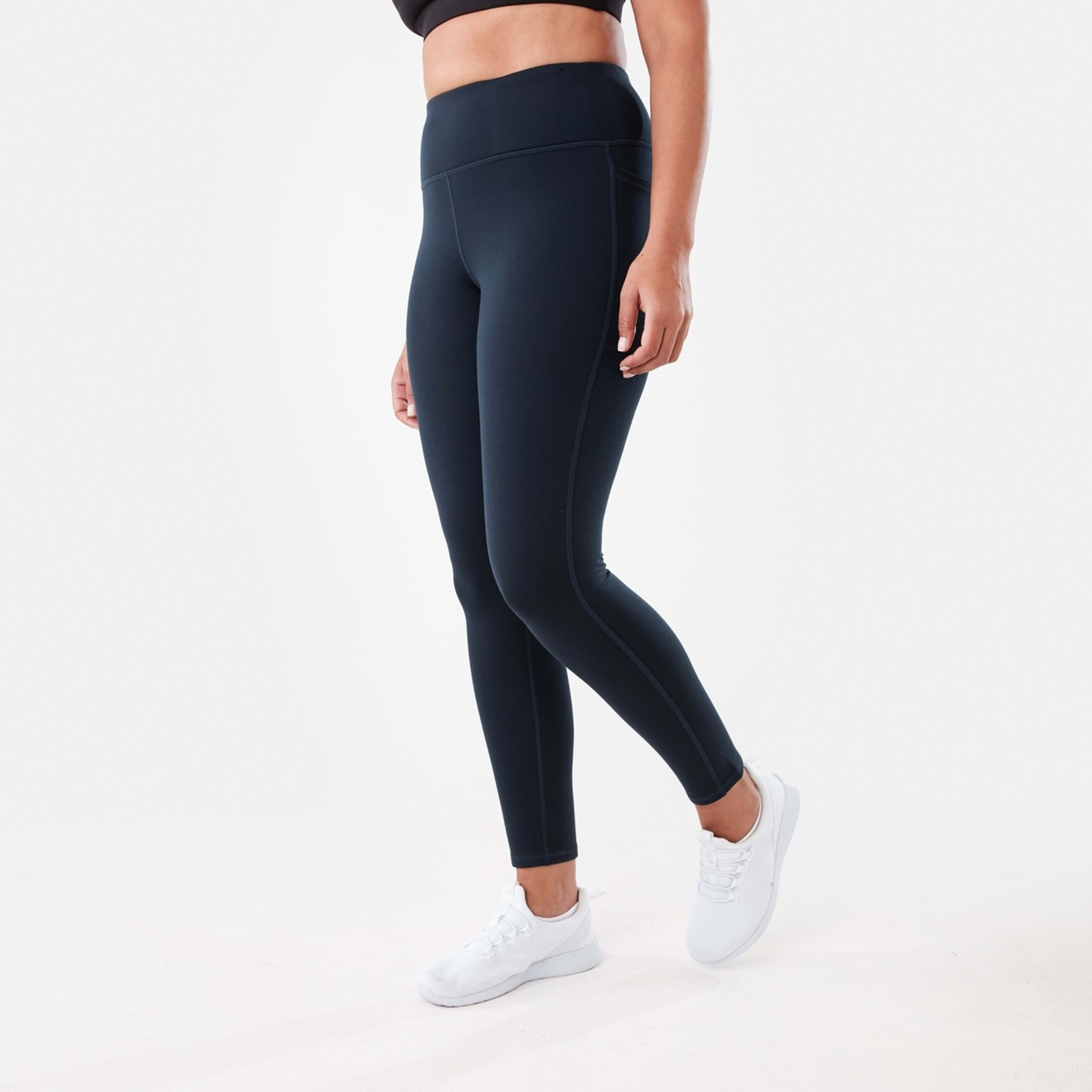 2 Active Womens Full Length Fleece Leggings Shade Navy, 2 of 5