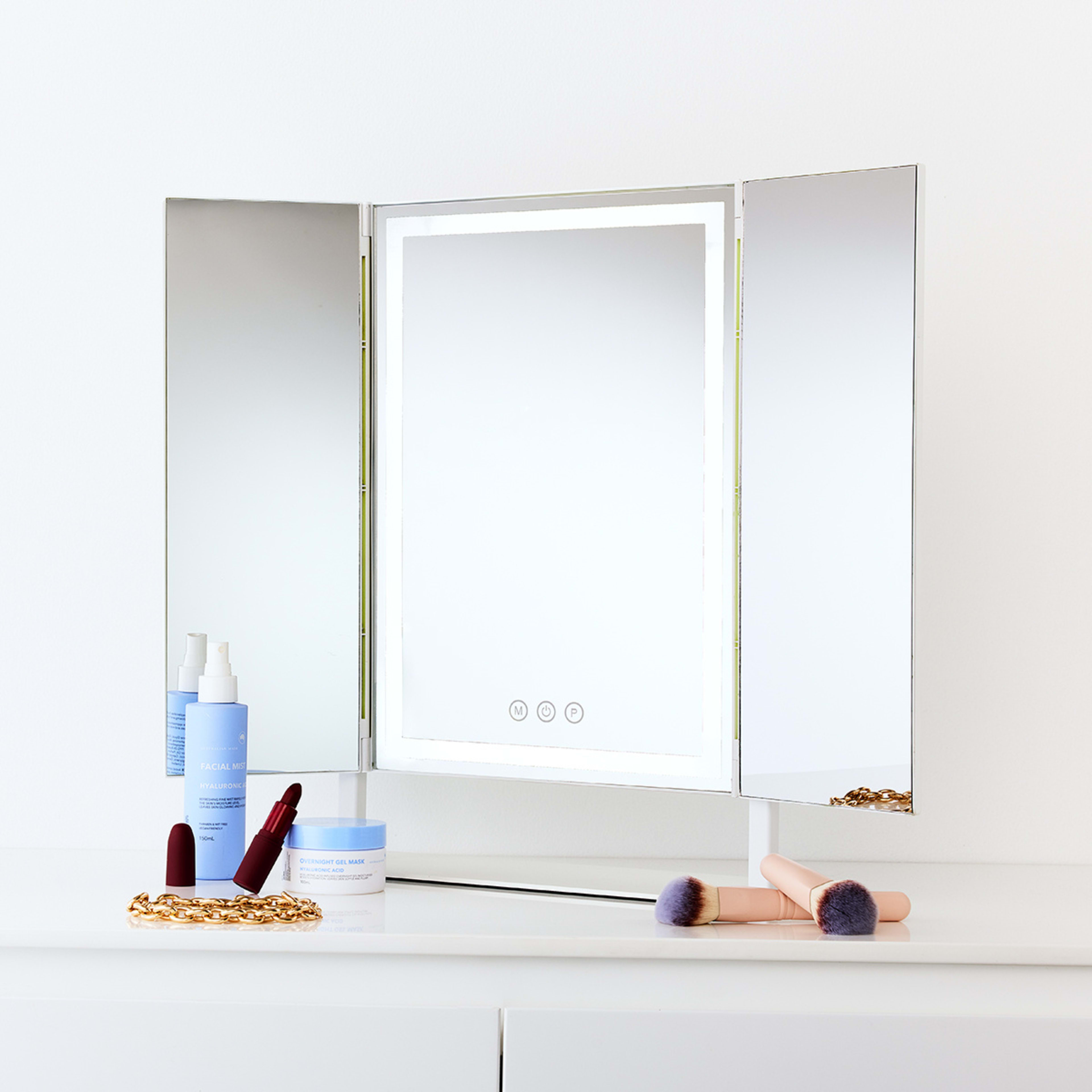 1 Trifold Large LED Mirror, 1 of 9