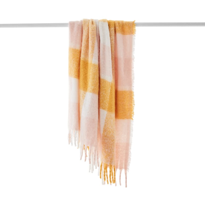Check Woven Throw Pink and Mustard Kmart