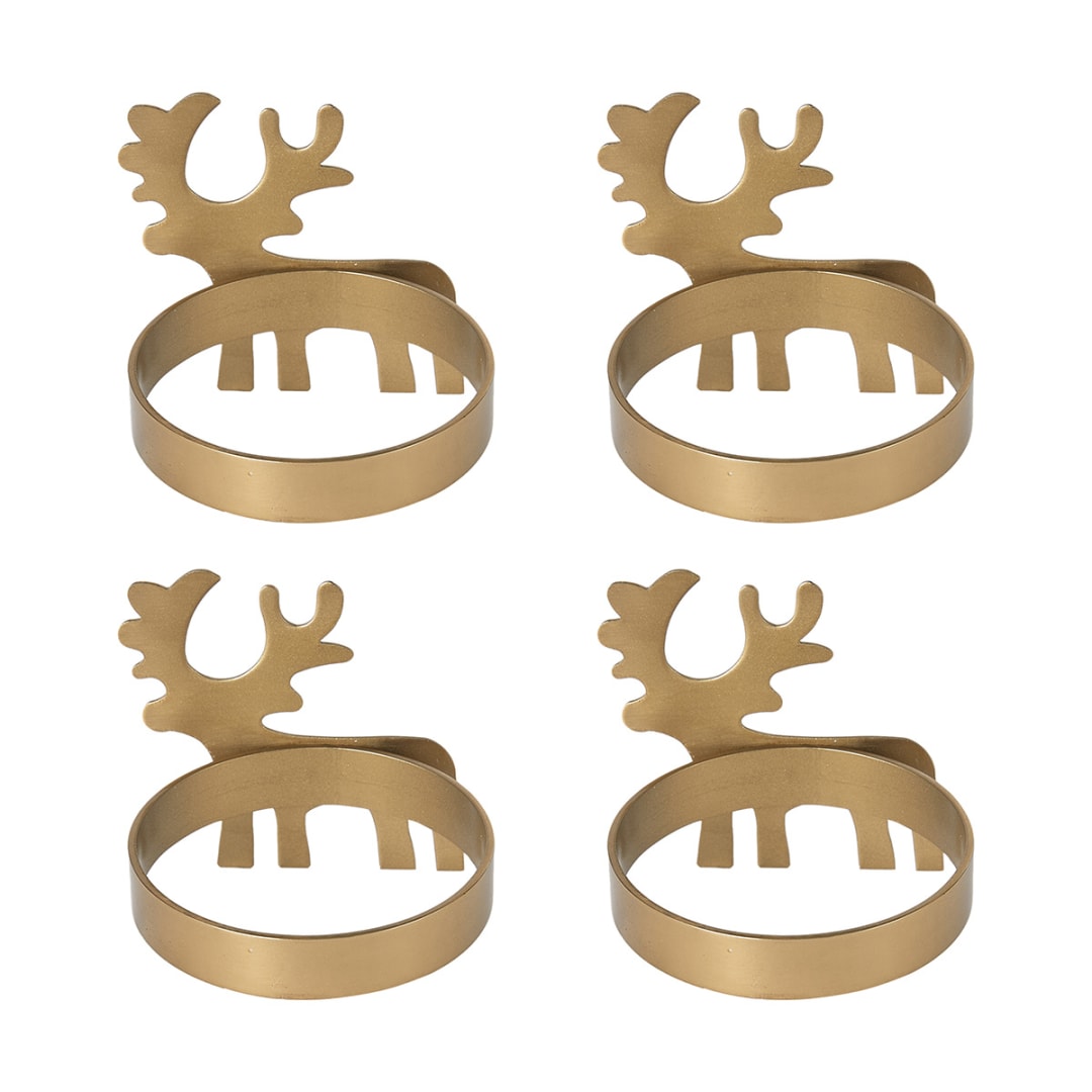 4 Pack Brass Reindeer Napkin Rings Kmart