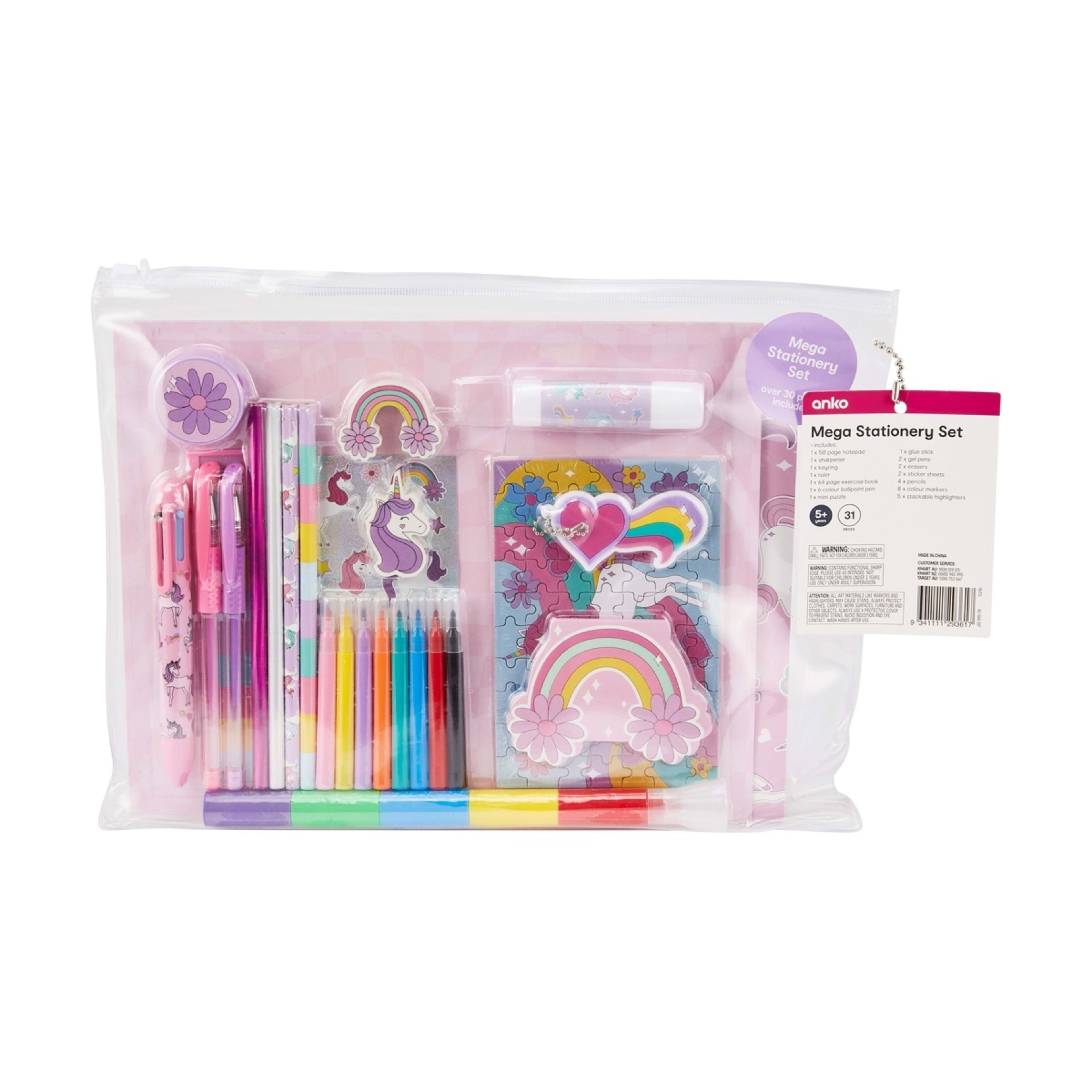1 31 Piece Mega Stationery Set - Unicorn
