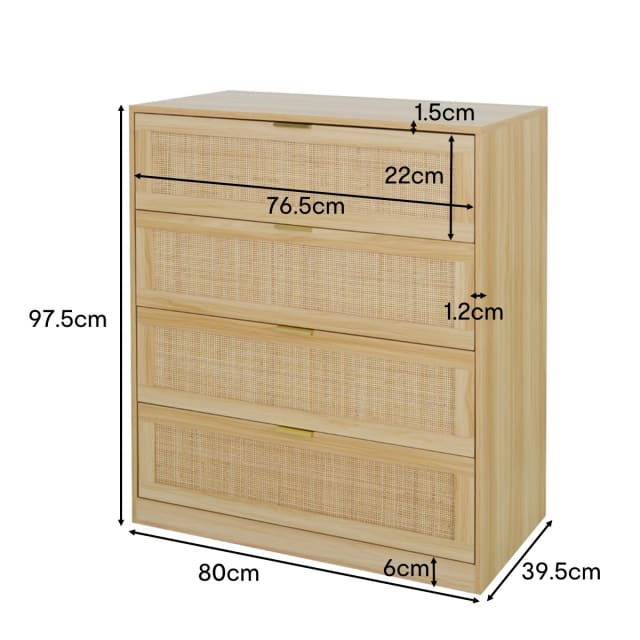 Fraser Rattan Chest of Drawers Kmart