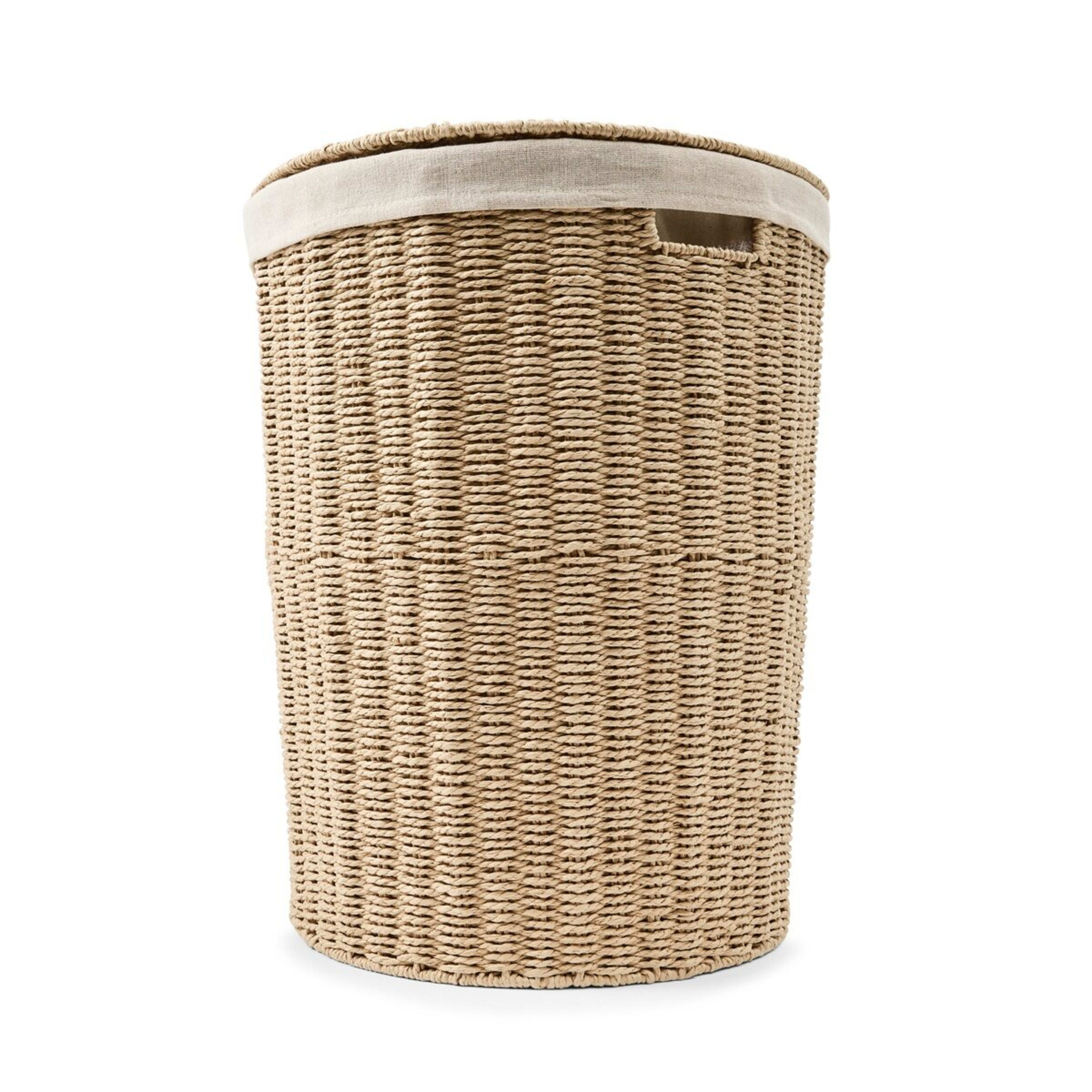 1 Round Paper Rope Hamper with Lid - Beige