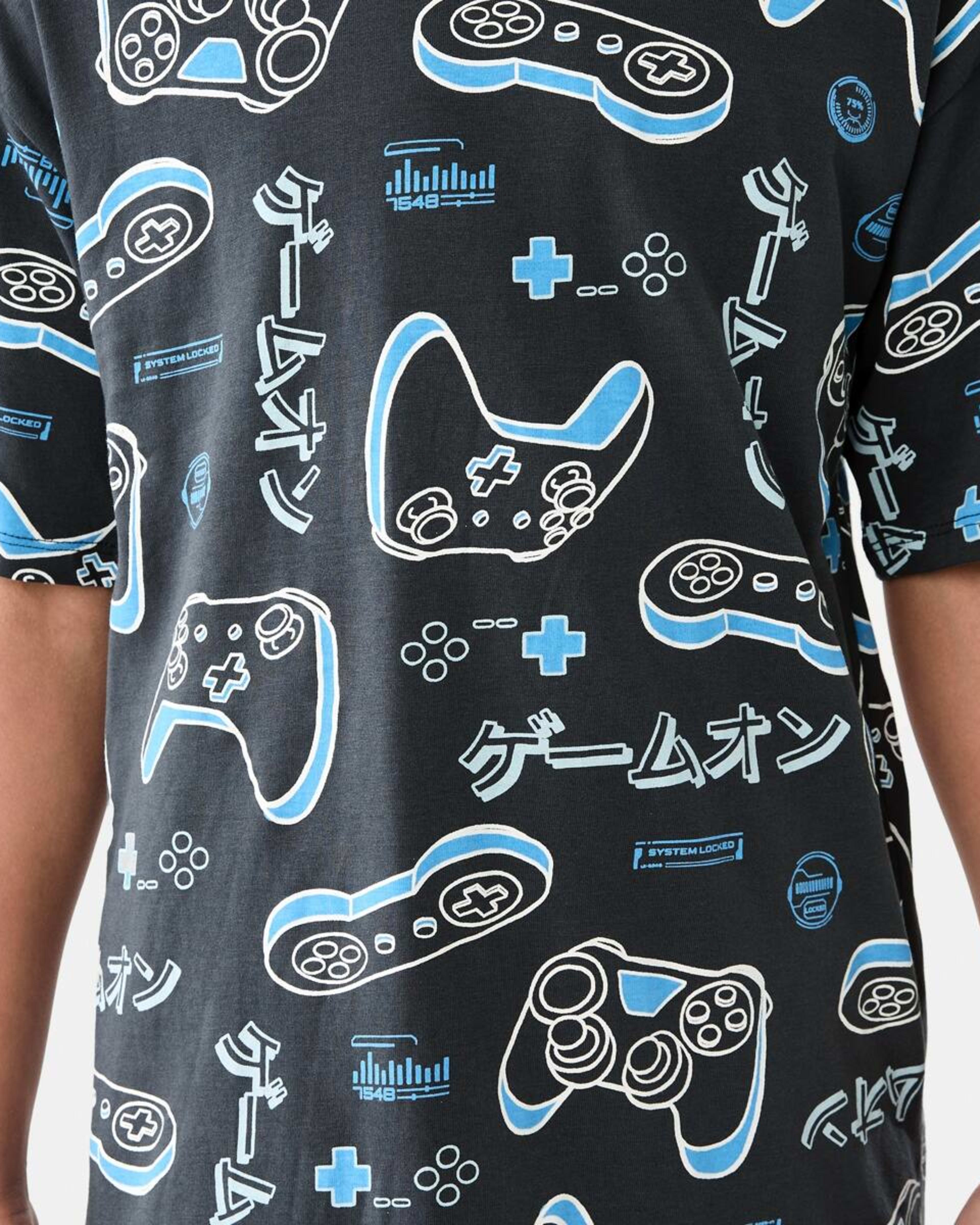 5 Short Sleeve Jersey Pyjama Set GREY GAMING, 5 of 10