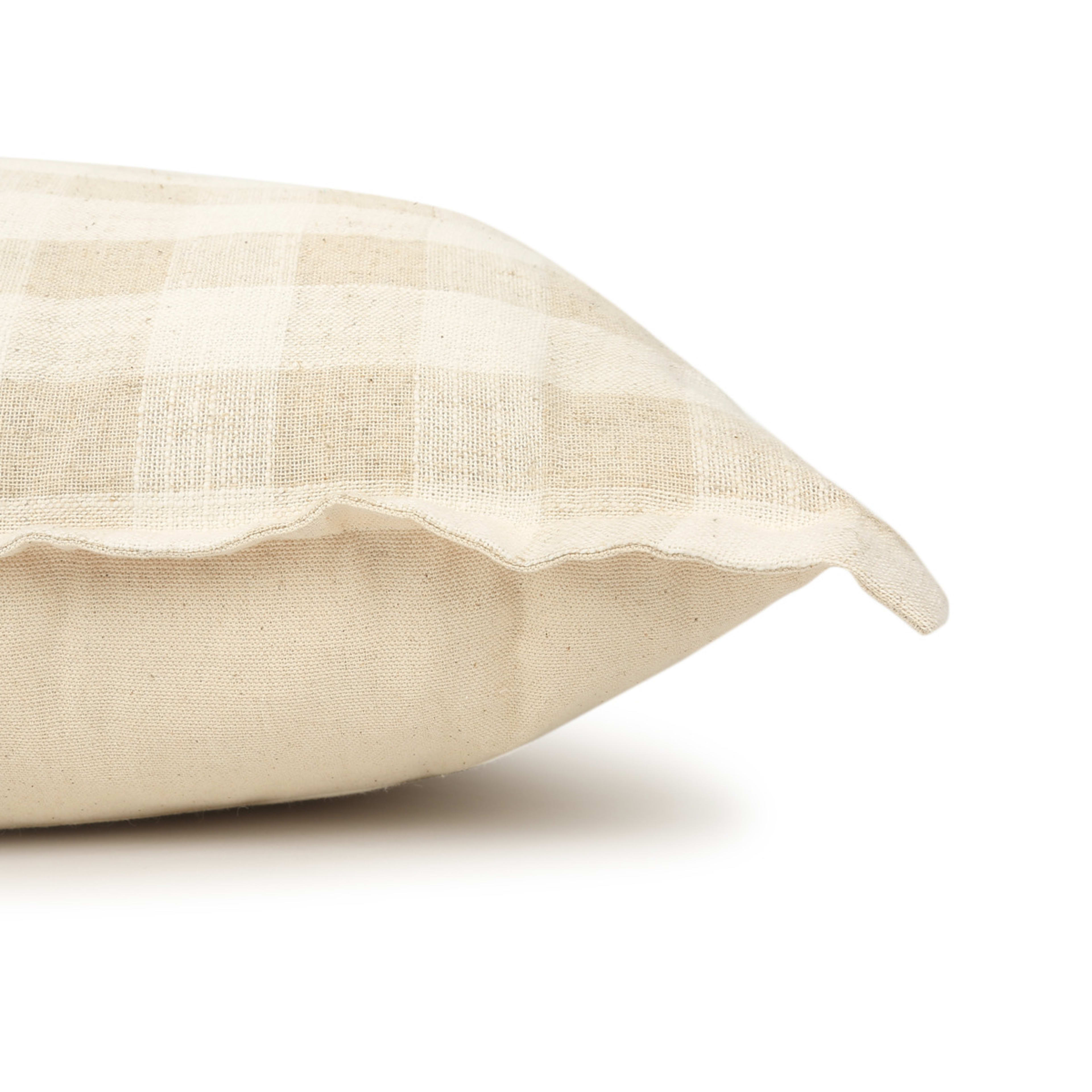 2 50cm Gingham Cushion - Natural, 2 of 5